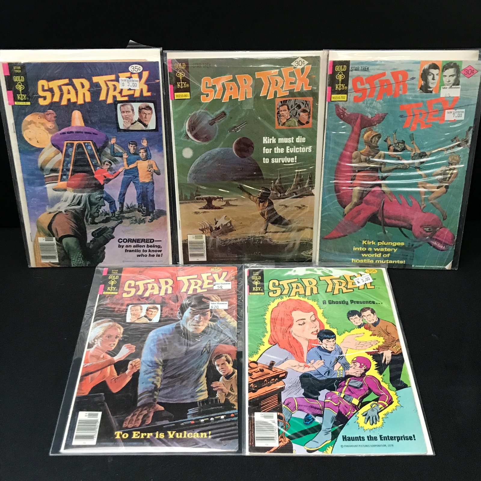 LOT OF 5 STAR TREK COMICS - GOLD KEY COMICS: Prices are in Canadian dollars
