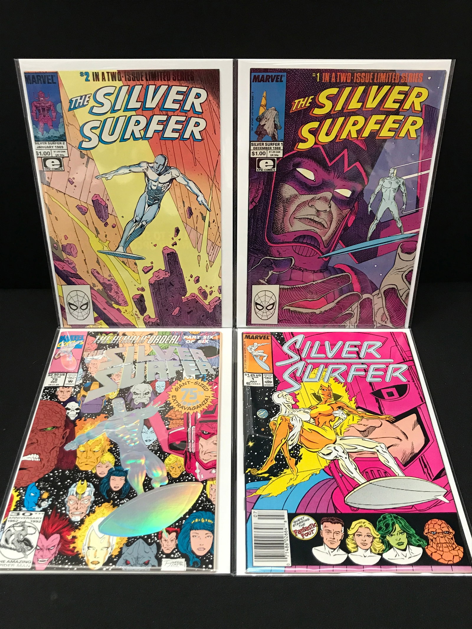 LOT OF 4 SILVER SURFER COMICS INCLUDING 2 X #1 - MARVEL COMICS: Prices are in Canadian Dollars