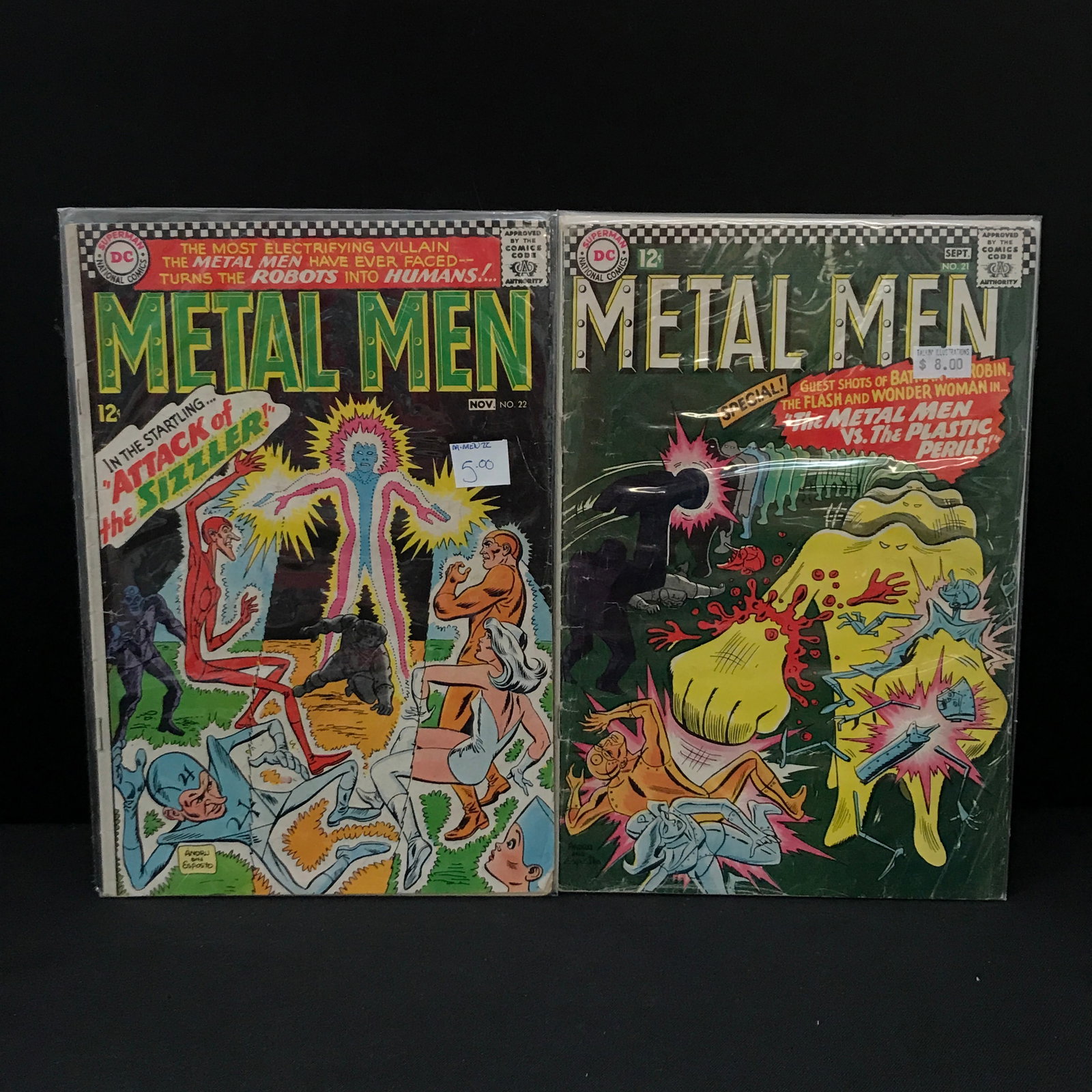 LOT OF 2 METAL MEN COMICS #21 - #22 - DC COMICS: Prices are in Canadian Dollars
