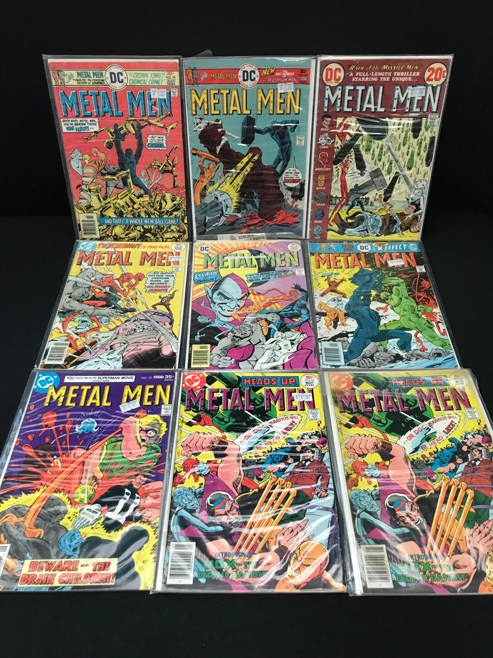 LOT OF 9 METAL MEN COMICS - DC COMICS: Prices are in Canadian Dollars