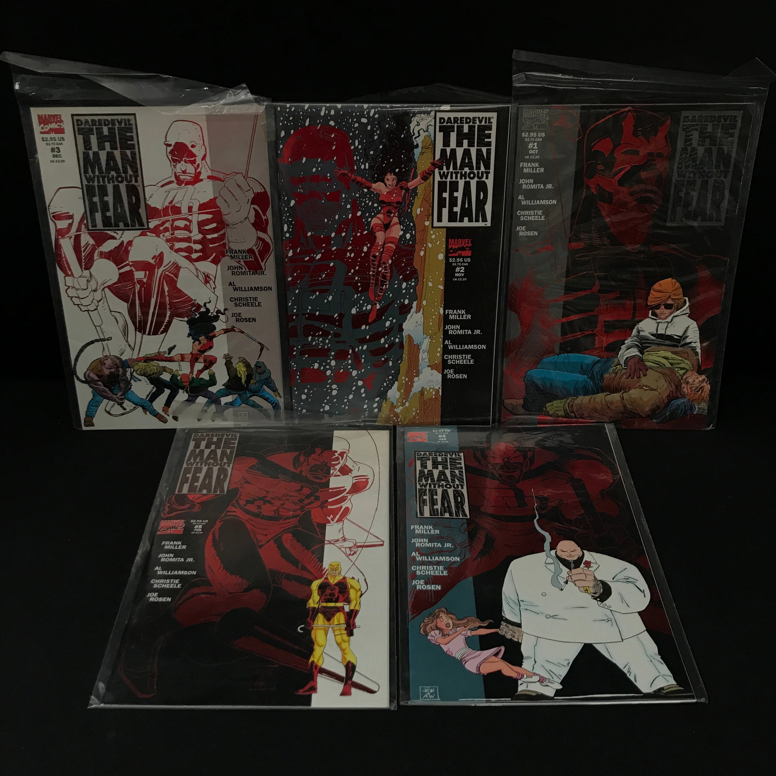 LOT FO 5 DAREDEVIL THE MAN WITHOUT FEAR COMICS #1 - #5 - MARVEL COMICS: Prices are in Canadian Dollars