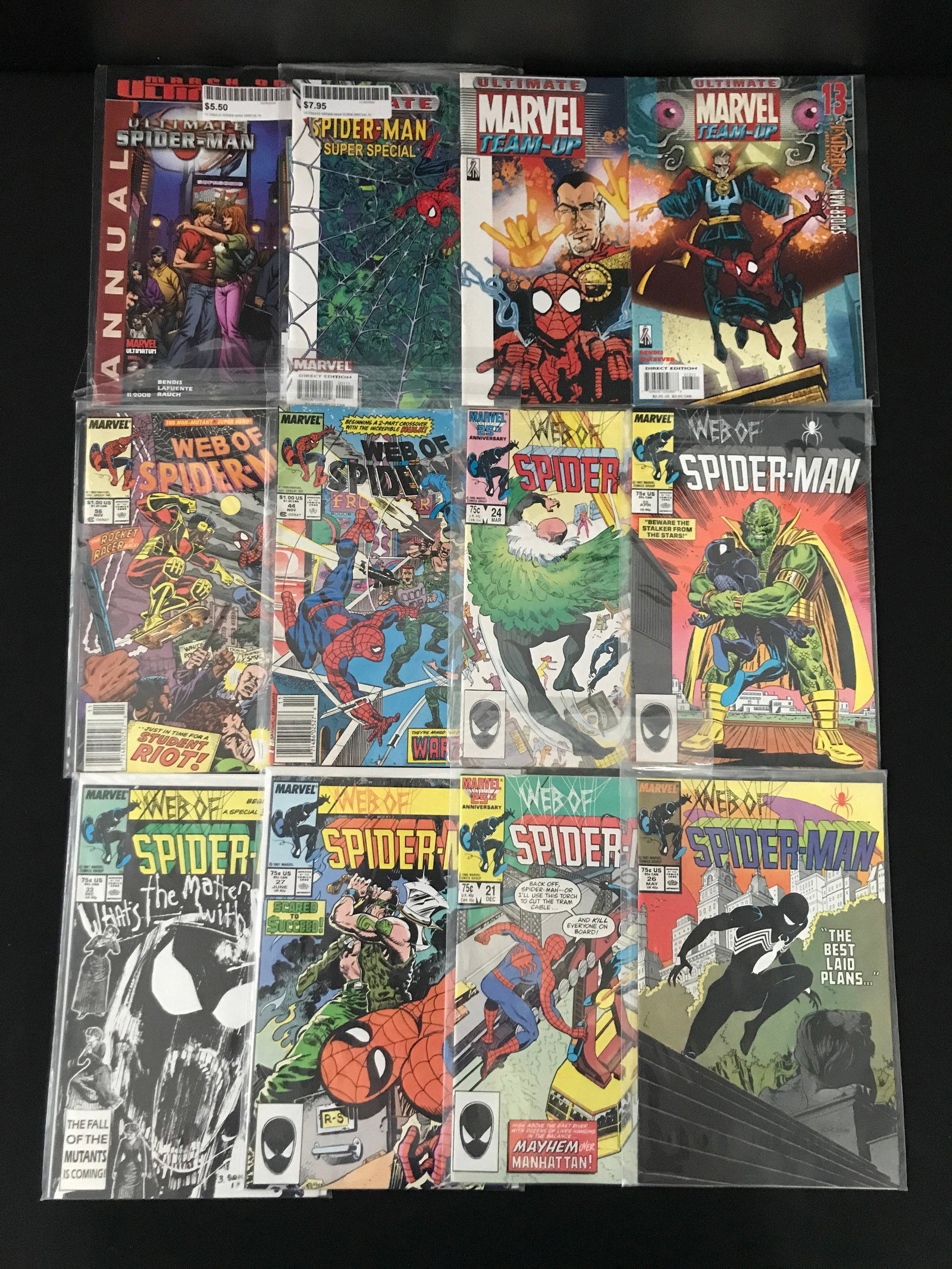 LOT OF 12 COMICS FEATURING SPIDERMAN - MARVEL COMICS: Prices are in Canadian dollars