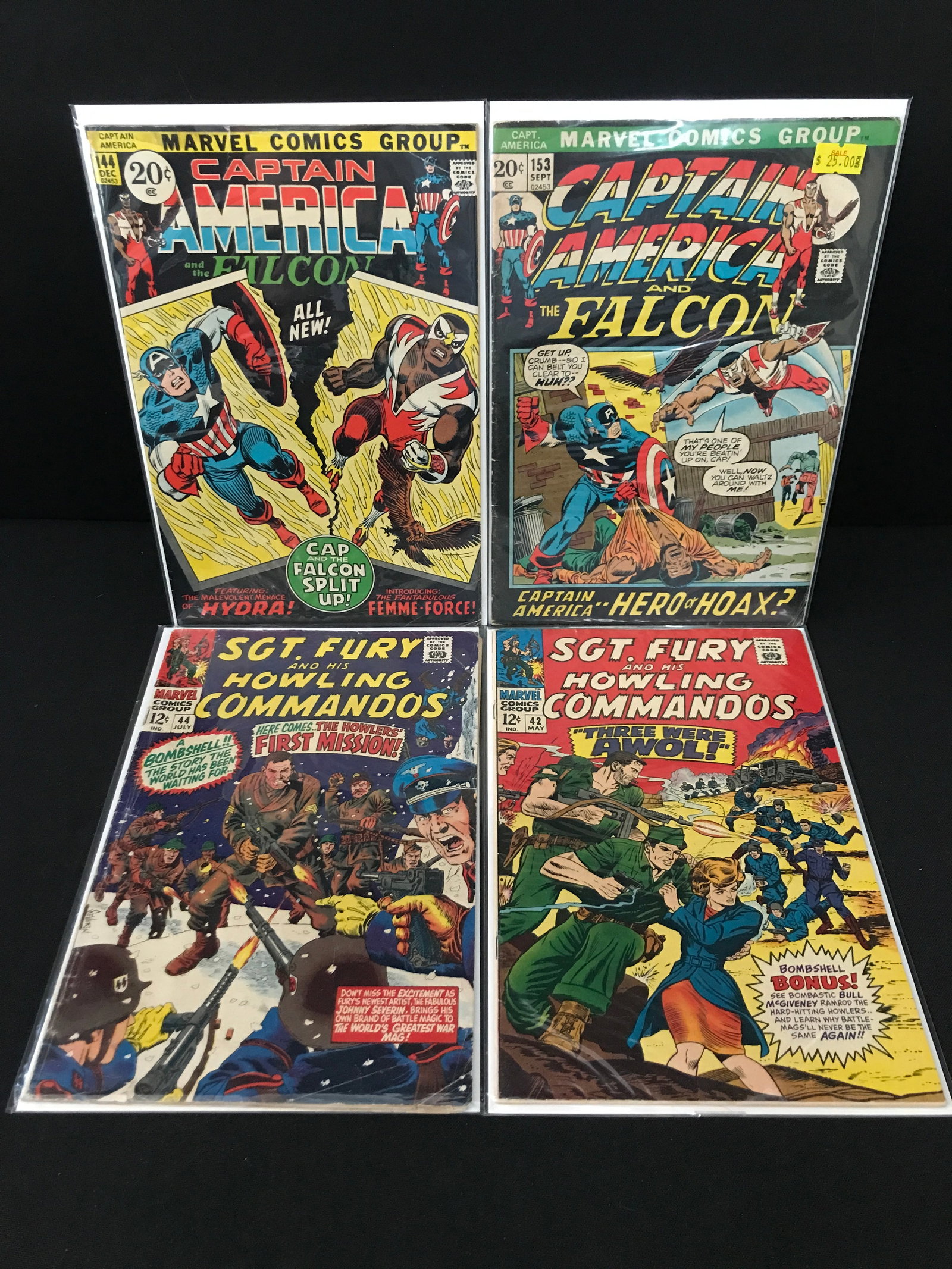 LOT OF 4 BRONZE AGE CAPTAIN AMERICA AND SGT FURY COMICS - MARVEL COMICS: Prices are in Canadian dollars