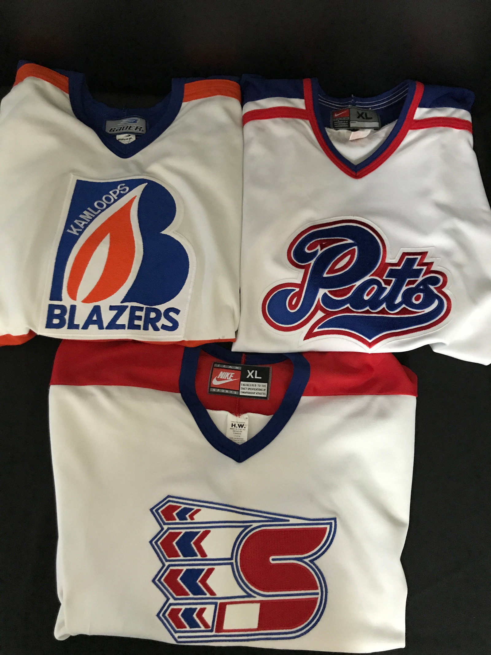 LOT OF 3 WHL PRO HOCKEY JERSEYS (BAUER, NIKE): Prices are in Canadian dollars