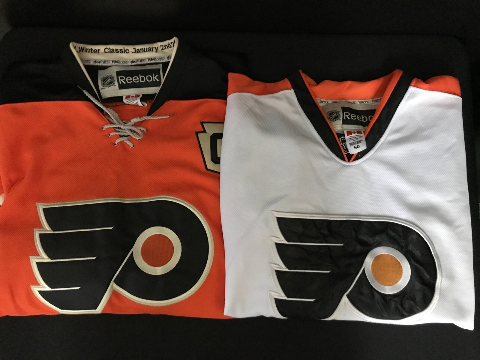 2 PHILADELPHIA FLYERS HOCKEY JERSEYS (GIROUX): Prices are in Canadian dollars