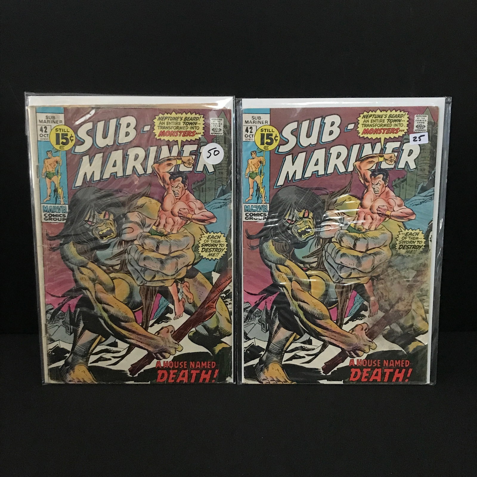 LOT OF 2 SUB-MARINER COMICS #42 - MARVEL COMICS: Prices are in Canadian dollars