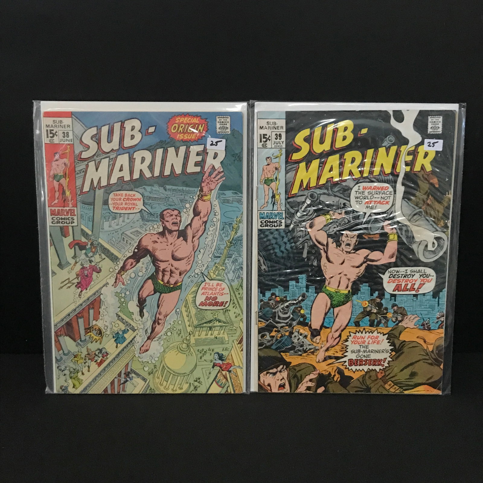 LOT OF 2 SUB-MARINER COMICS #38 - #39 - MARVEL COMICS: Prices are in Canadian dollars