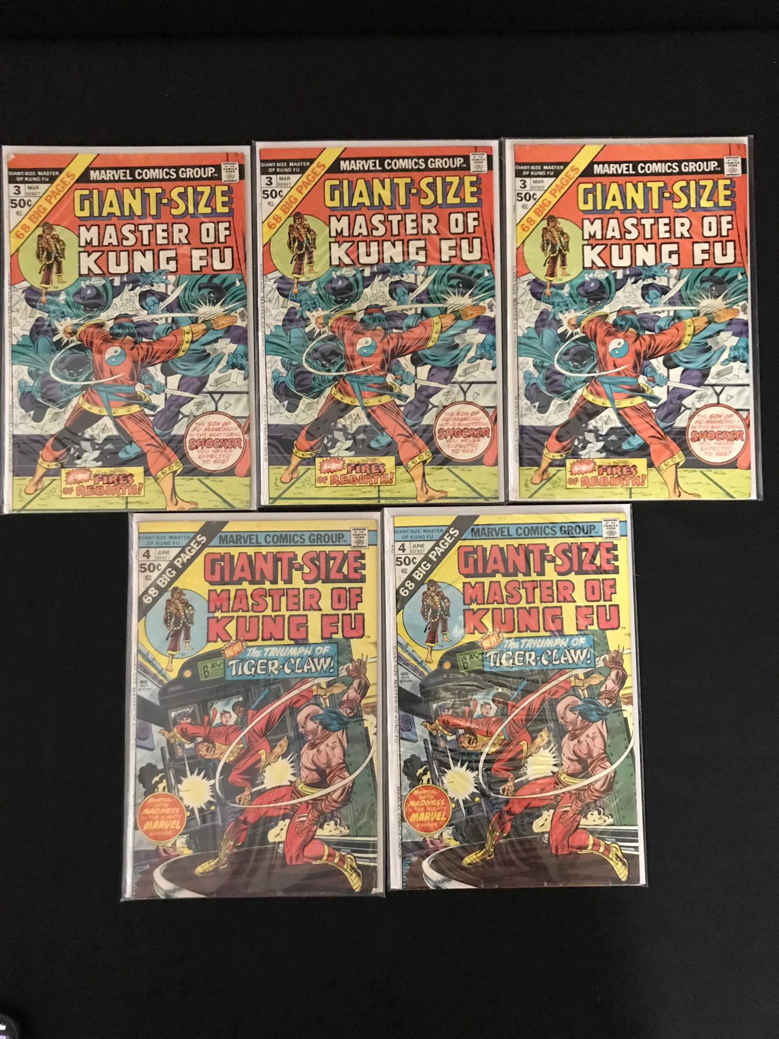 LOT OF 5 GIANT SIZE MASTER OF KUNG FU COMICS - MARVEL COMICS: Prices are in Canadian dollars