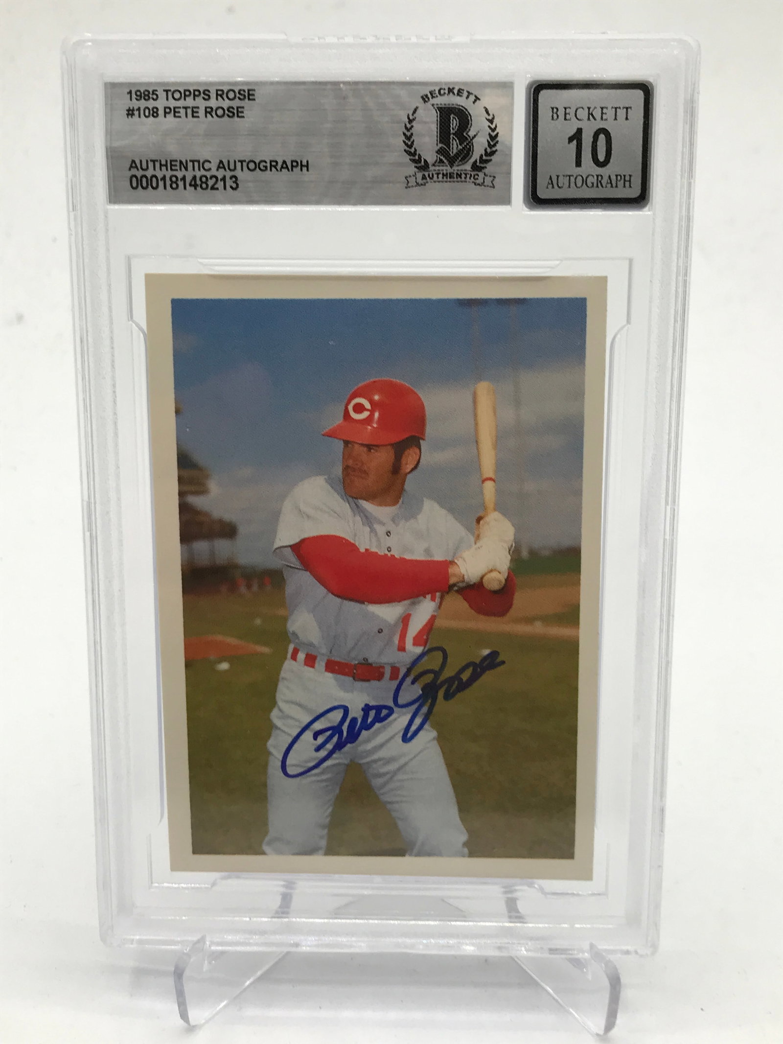1985 TOPPS PETE ROSE SIGNED TRADING CARD - BECKETT GRADE 10: Prices are in Canadian dollars