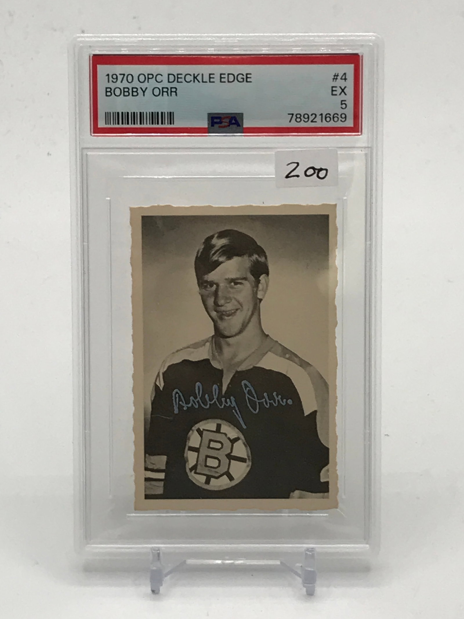 1970 OPC DECKLE EDGE BOBBY ORR TRADING CARD - PSA GRADE 5: Prices are in Canadian dollars