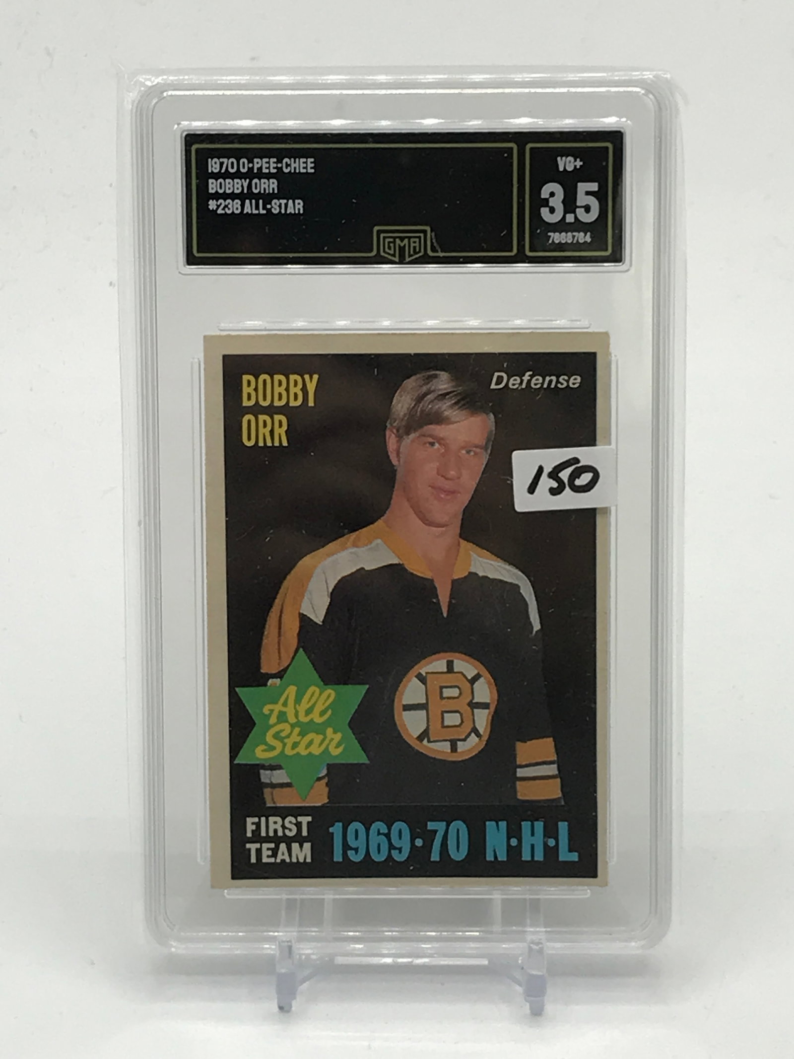 1970 OPC BOBBY ORR HOCKEY TRADING CARD - GMA GRADE 3.5: Prices are in Canadian dollars