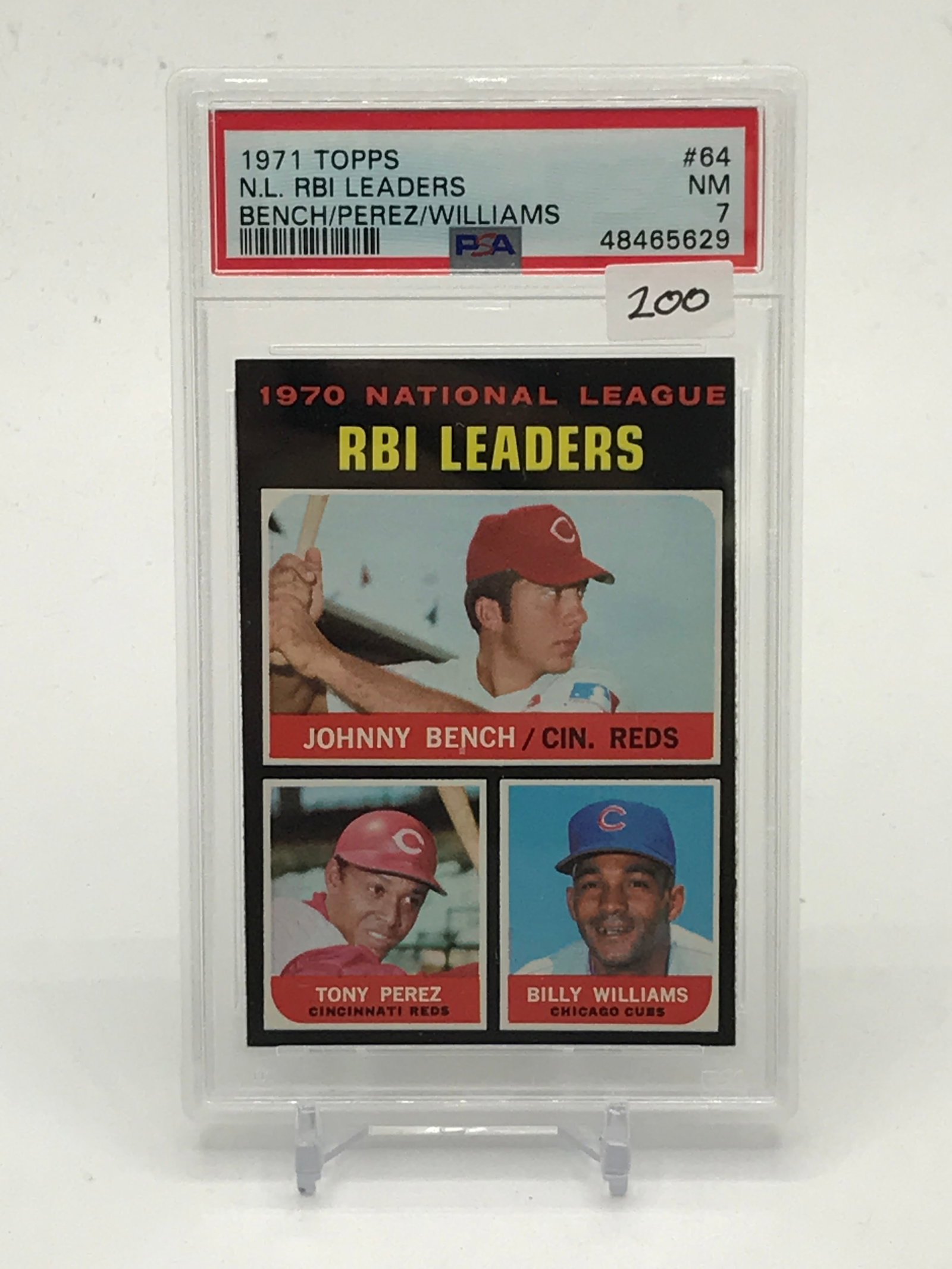 1971 TOPPS N.L RBI LEADERS BENCH / PEREZ / WILLIAMS BASEBALL TRADING CARD - PSA GRADE 7: Prices are in Canadian dollars