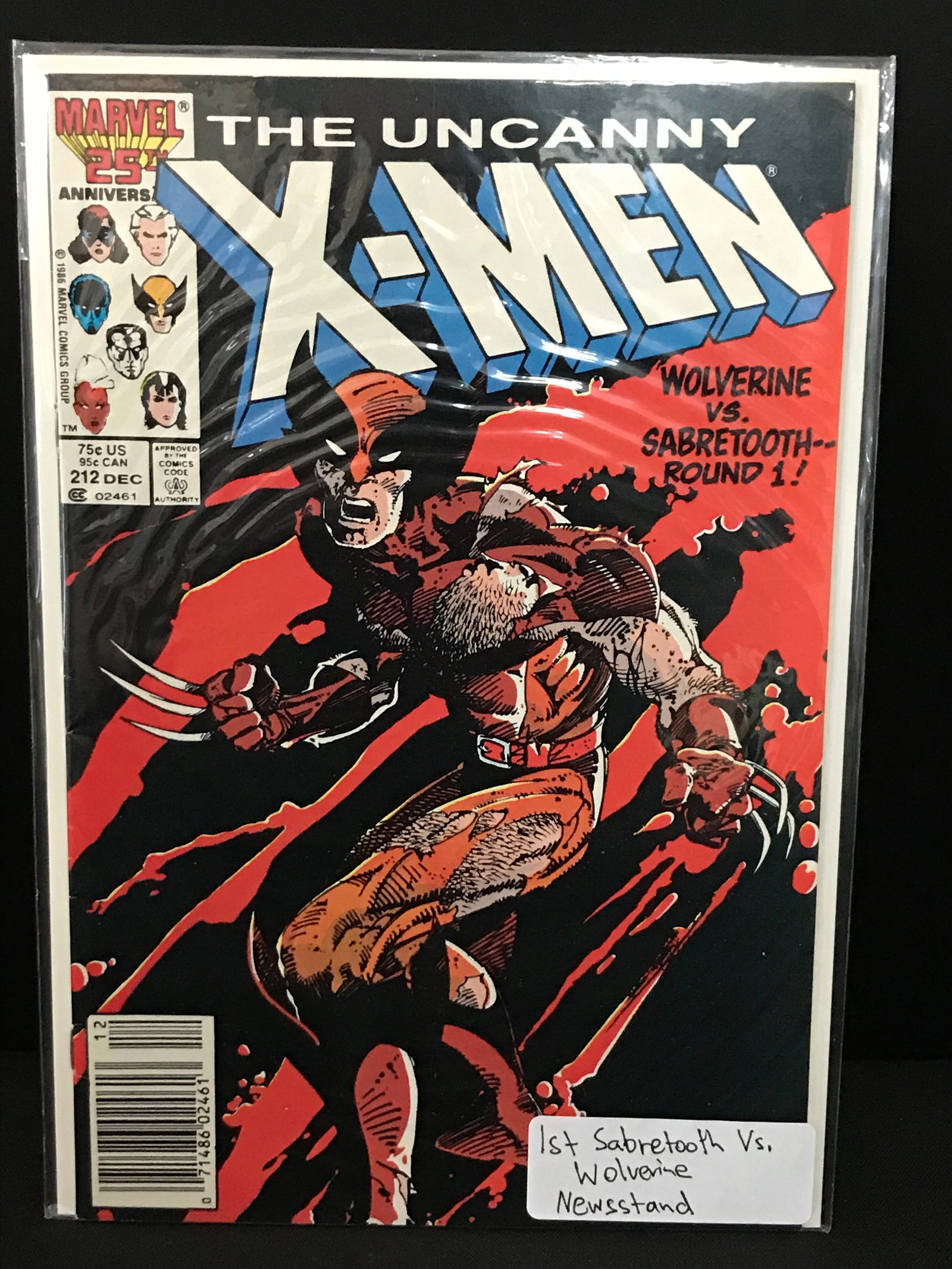 THE UNCANNY X-MEN #212 1ST SABRETOOTH VS WOLVERINE NEWSSTAND EDITION - MARVEL COMICS: Prices are in Canadian dollars