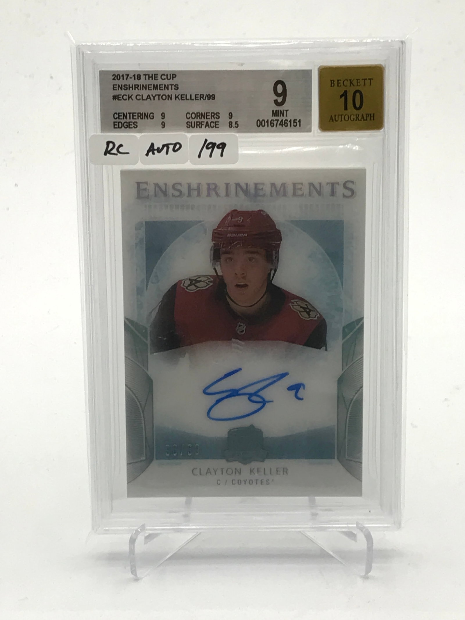 2017-18 UPPER DECK THE CUP HOCKEY CLAYTON KELLER SIGNED ROOKIE TRADING CARD - BECKETT GRADE 9/10: Prices are in Canadian dollars