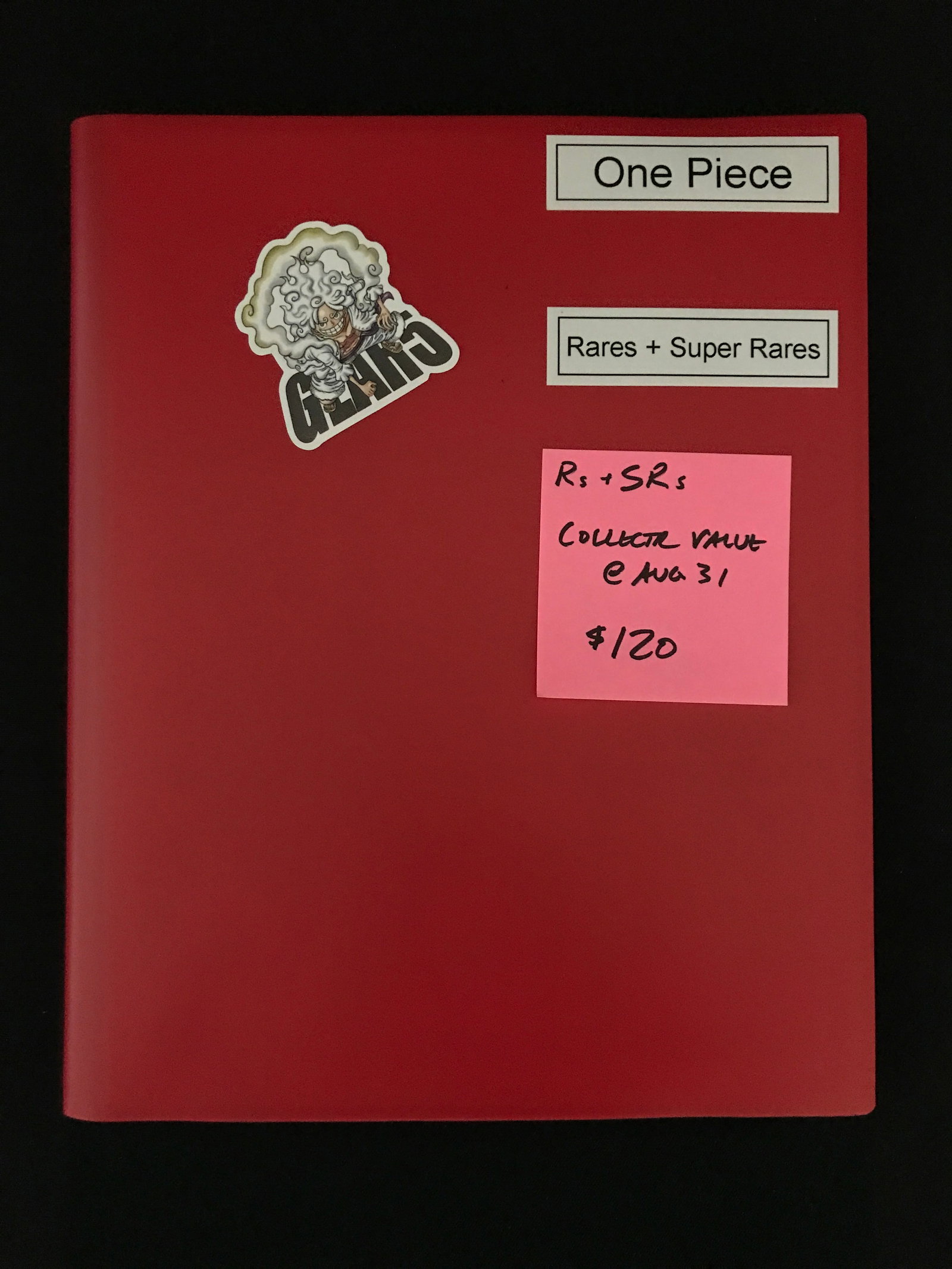 BINDER WITH ONE PIECE TRADING CARDS CONTAINING RARES AND SUPER RARES: Prices are in Canadian dollars