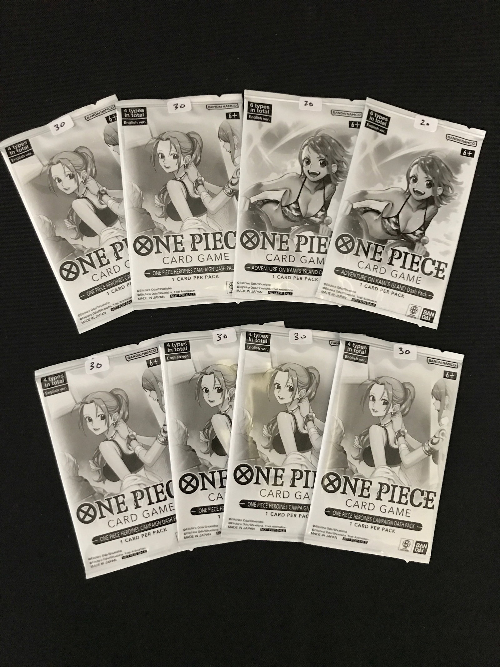 LOT OF 8 ONE PIECE TCG SEALED TRADING CARD PACKS - EACH PACK CONTAINS 1 CARD: Prices are in Canadian dollars