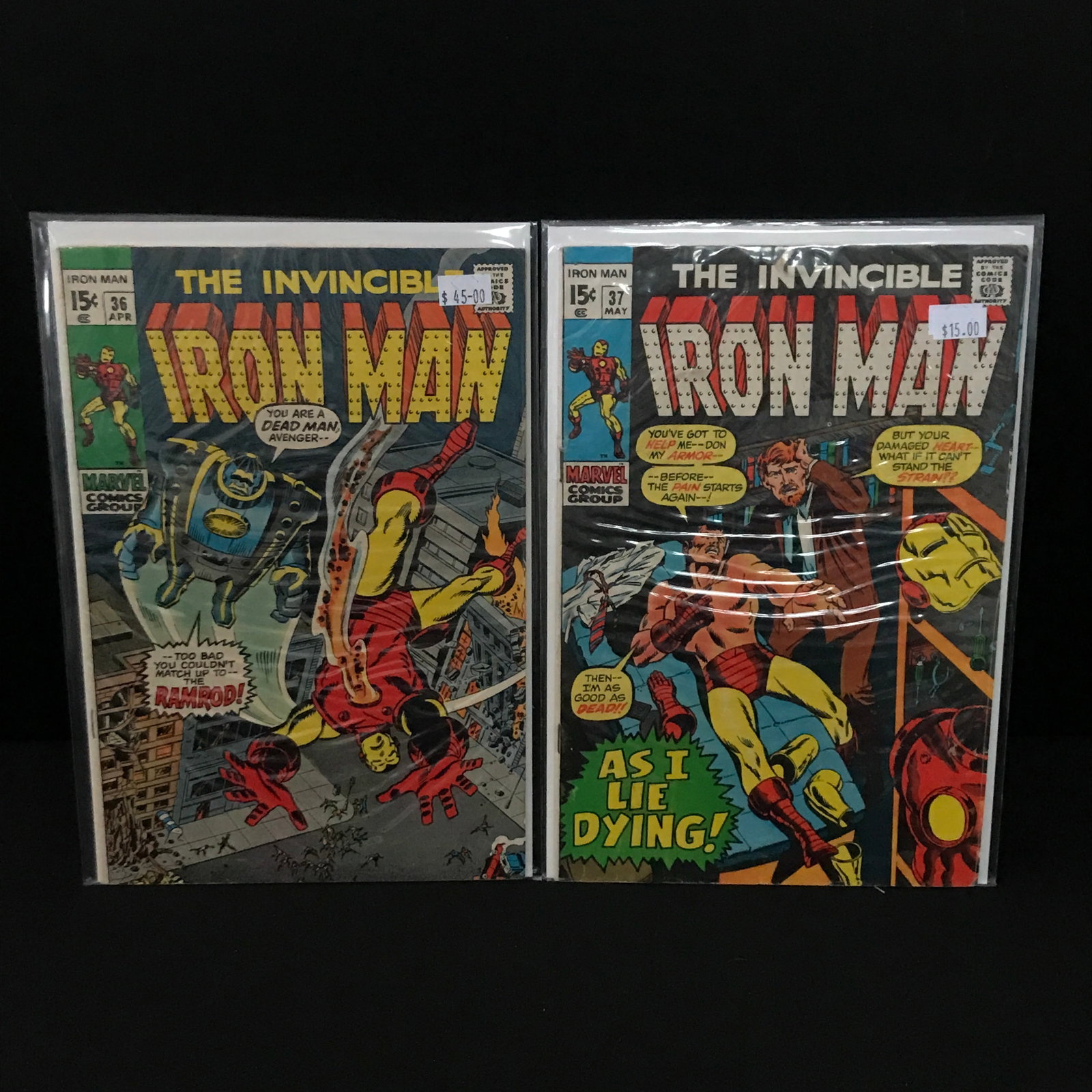 LOT OF 2 INVINCIBLE IRON MAN COMICS #36 - #37 - MARVEL COMICS: Prices are in Canadian dollars