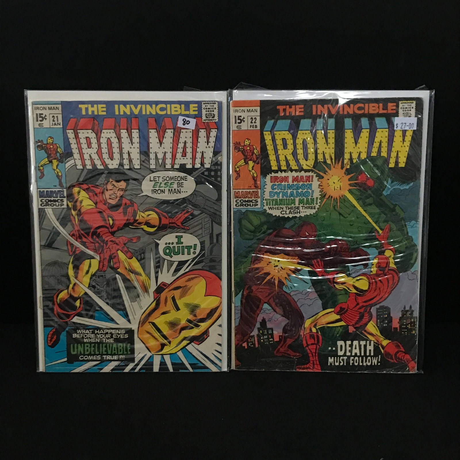 LOT OF 2 INVINCIBLE IRON MAN COMICS #21 - #22 - MARVEL COMICS: Prices are in Canadian dollars
