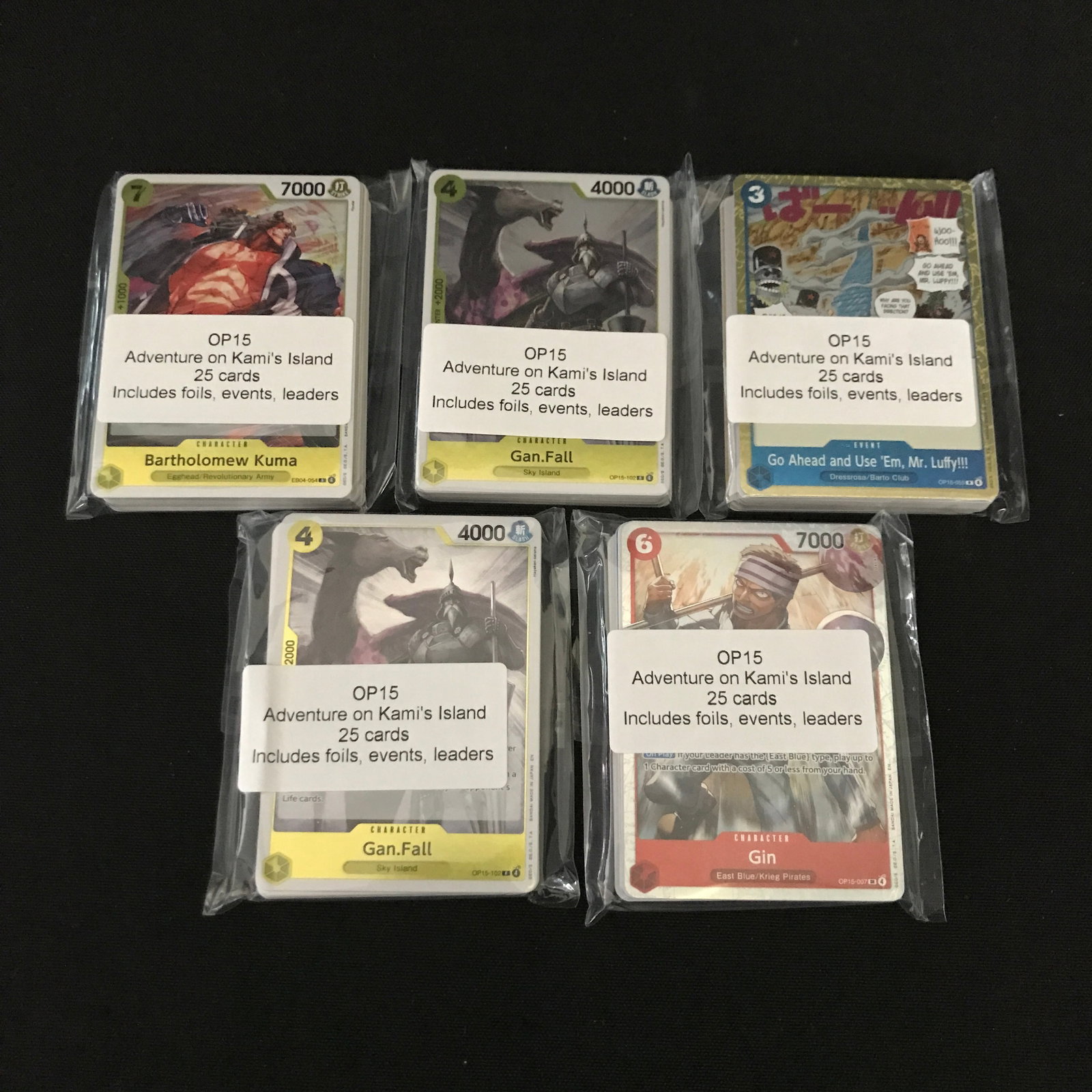 LOT OF 125 ONE PIECE TCG OP15 TRADING CARDS: Prices are in Canadian dollars