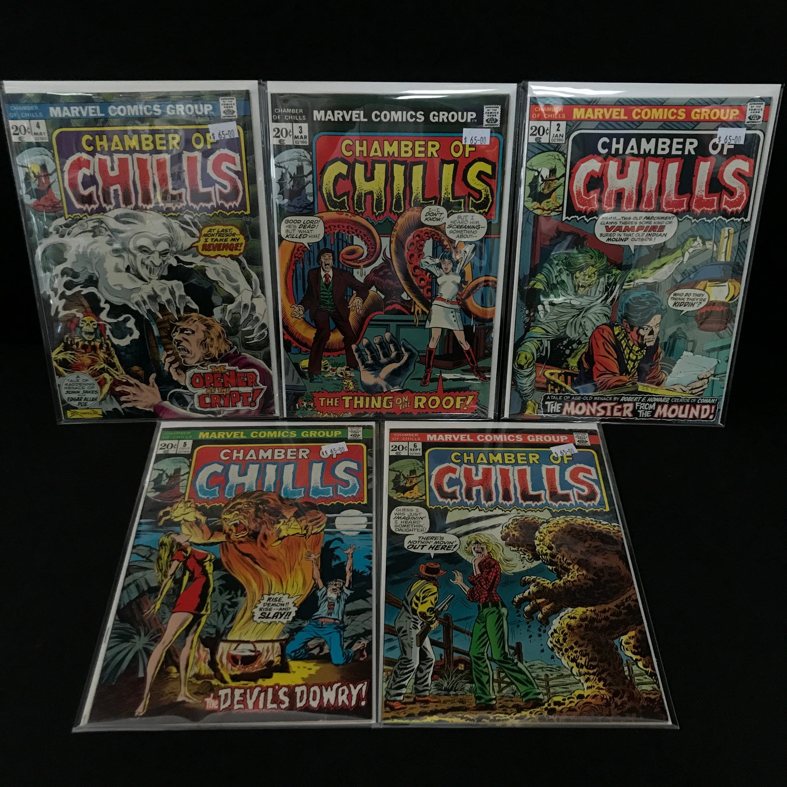 LOT OF 5 CHAMBER OF CHILLS COMICS #2 - #6 - MARVEL COMICS: Prices are in Canadian dollars