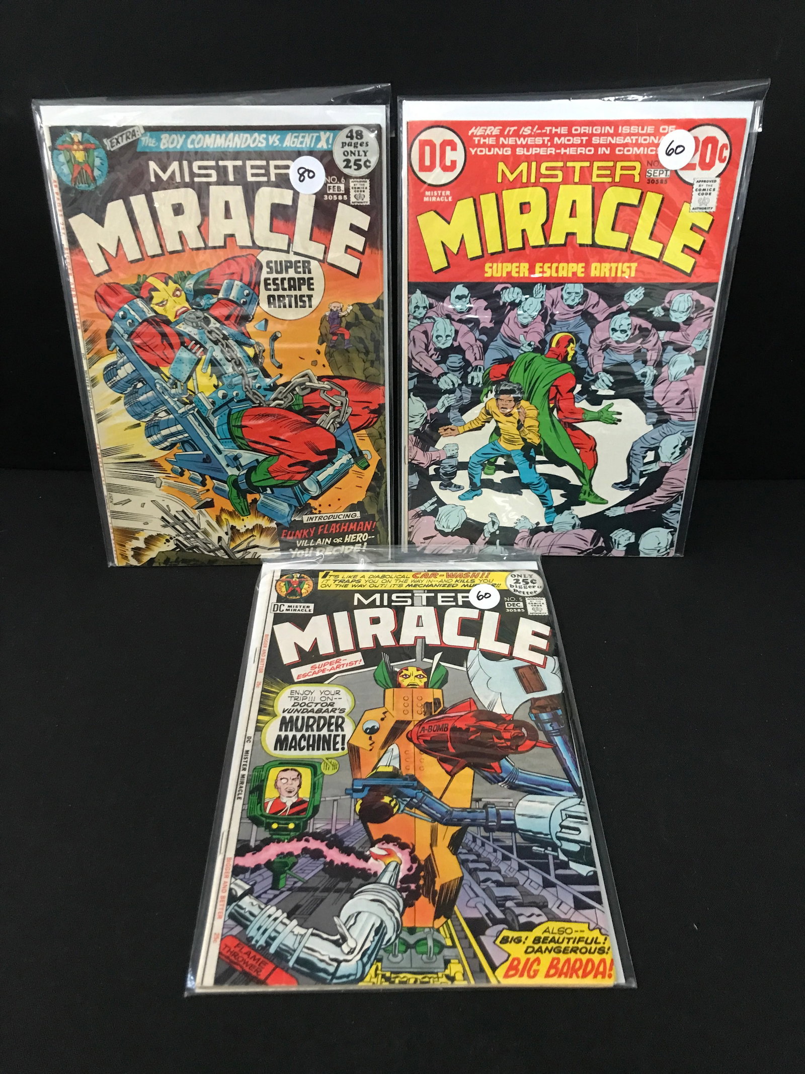 LOT OF 3 MISTER MIRACLE COMICS - DC COMICS: Prices are in Canadian dollars