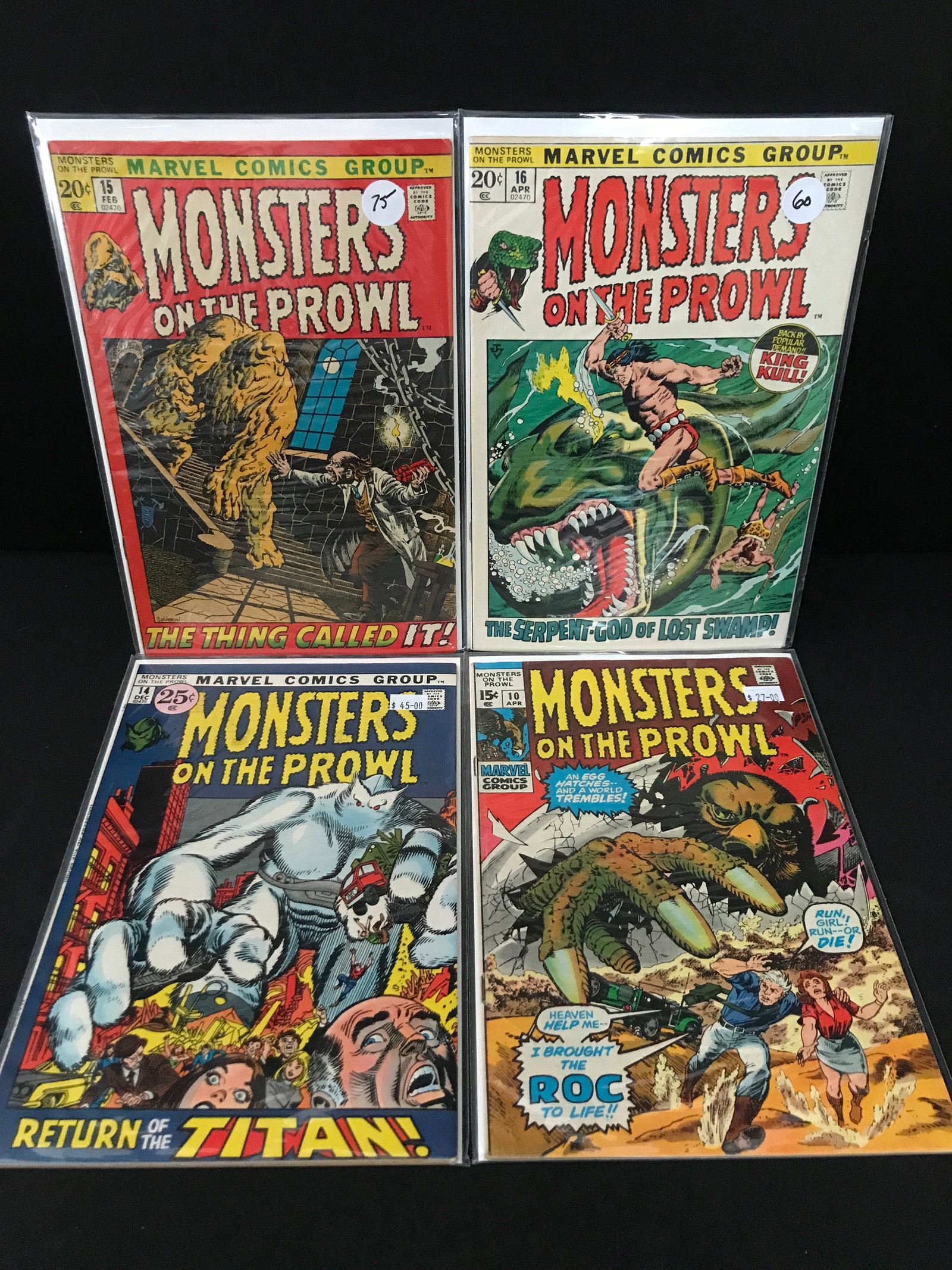 LOT OF 4 MONSTERS ON THE PROWL COMICS - MARVEL COMICS: Prices are in Canadian dollars
