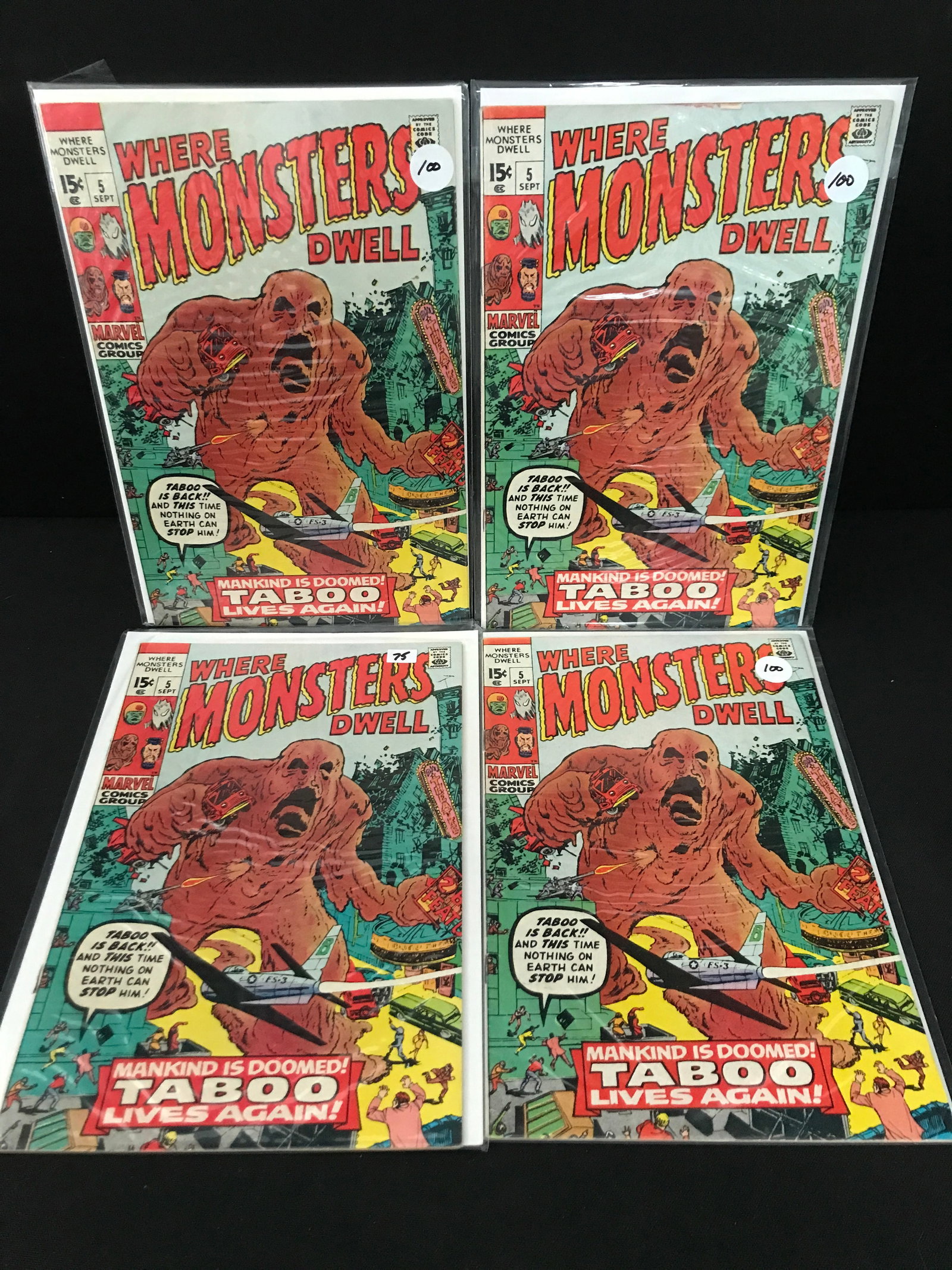 LOT OF 4 WHERE MONSTERS DWELL #5 COMICS - MARVEL COMICS: Prices are in Canadian dollars