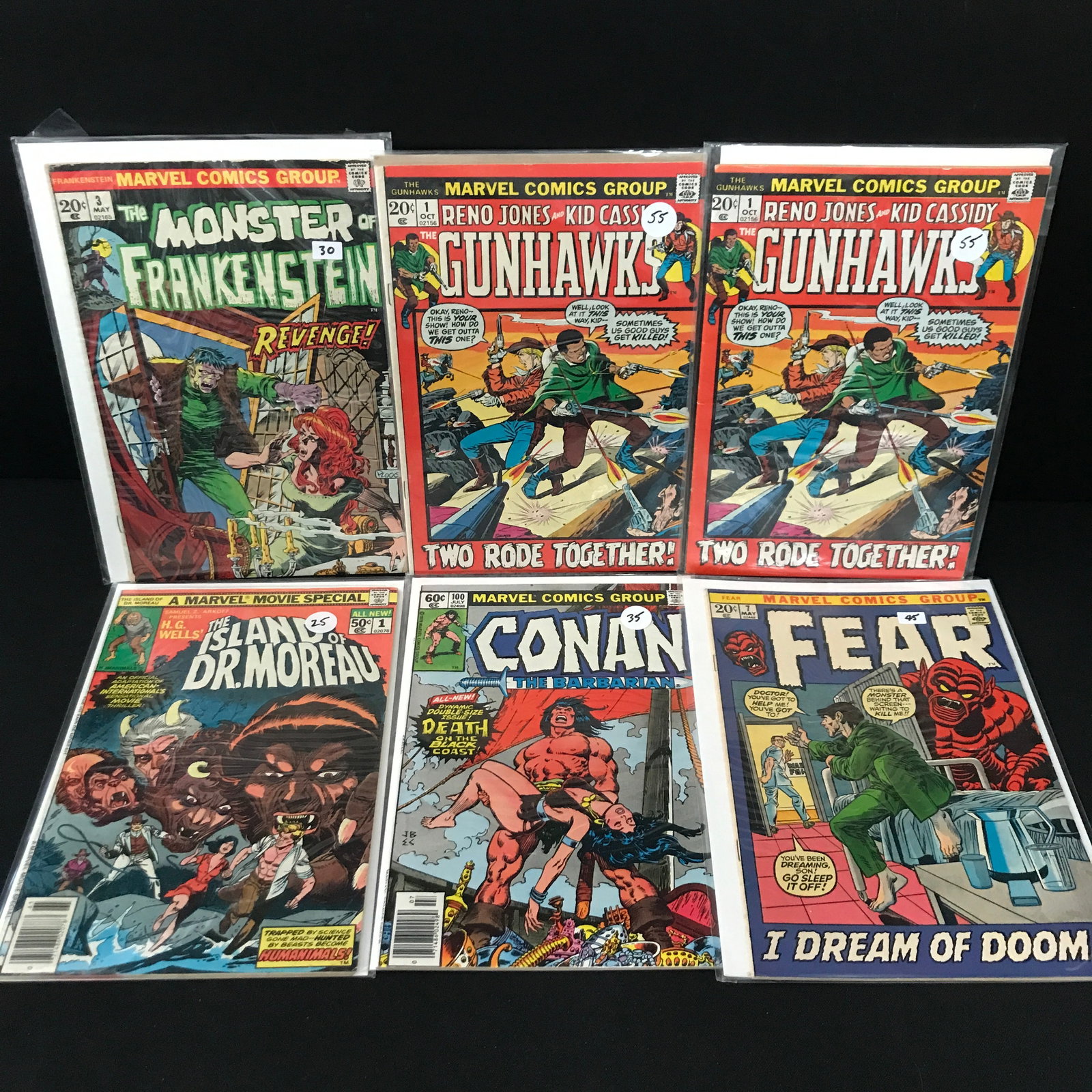 LOT OF 6 MIXED TITLE MARVEL COMICS - INCLUDING THE ISLAND OF DR.MOREAU #1: Prices are in Canadian dollars