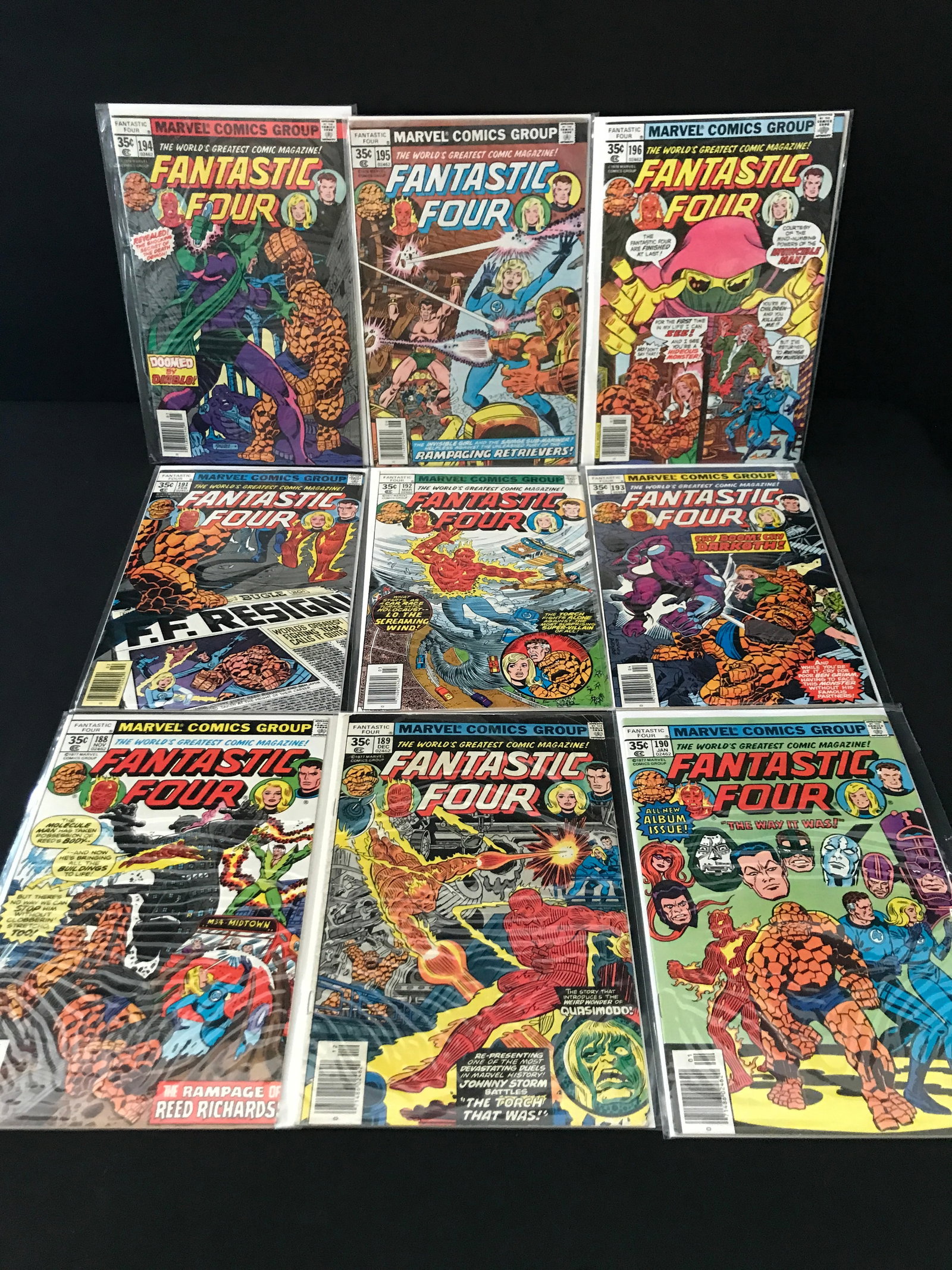 LOT OF 9 FANTASTIC FOUR COMICS #188 - #196 - MARVEL COMICS: Prices are in Canadian dollars