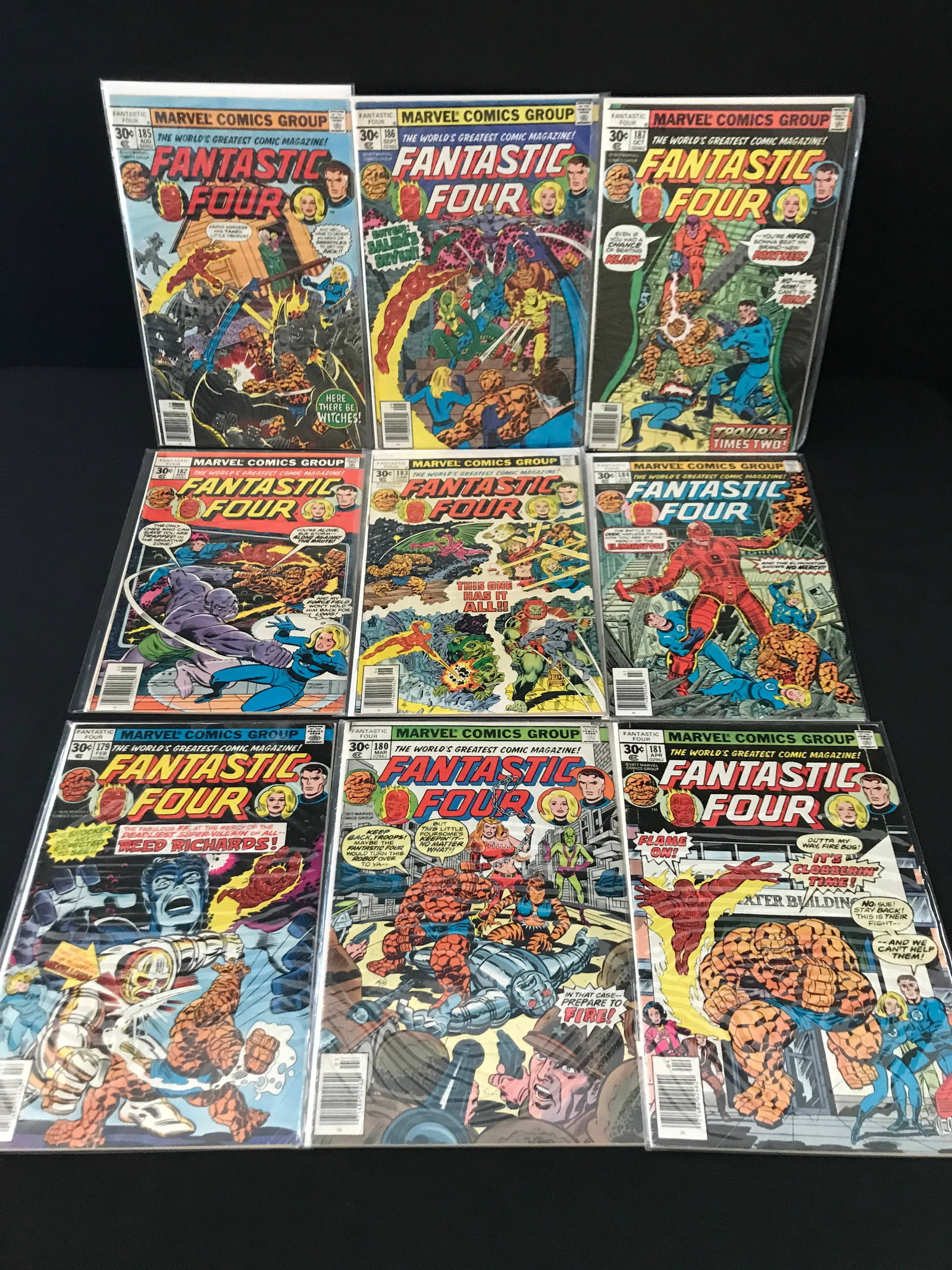 LOT OF 9 FANTASTIC FOUR COMICS #179 - #187 - MARVEL COMICS (1 of 1)