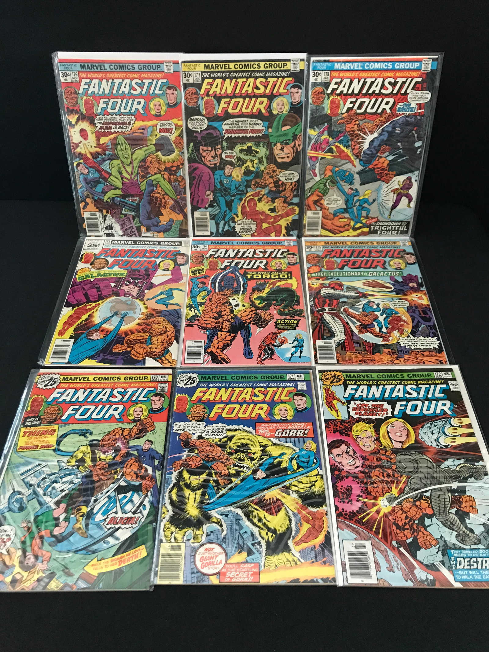 LOT OF 9 FANTASTIC FOUR COMICS #170 - #178 - MARVEL COMICS: Prices are in Canadian dollars