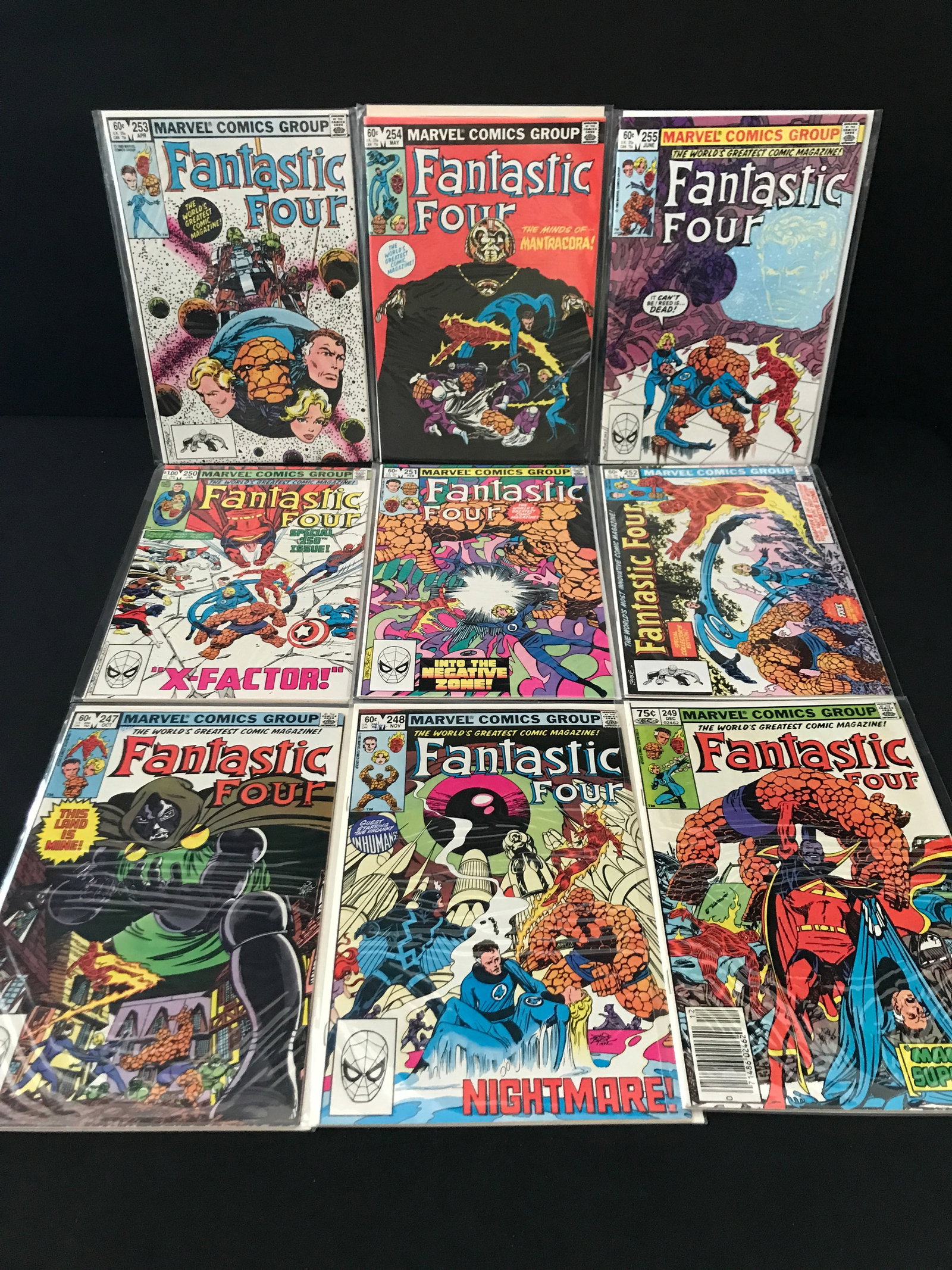 LOT OF 9 FANTASTIC FOUR COMICS #247 - #255 - MARVEL COMICS: Prices are in Canadian dollars