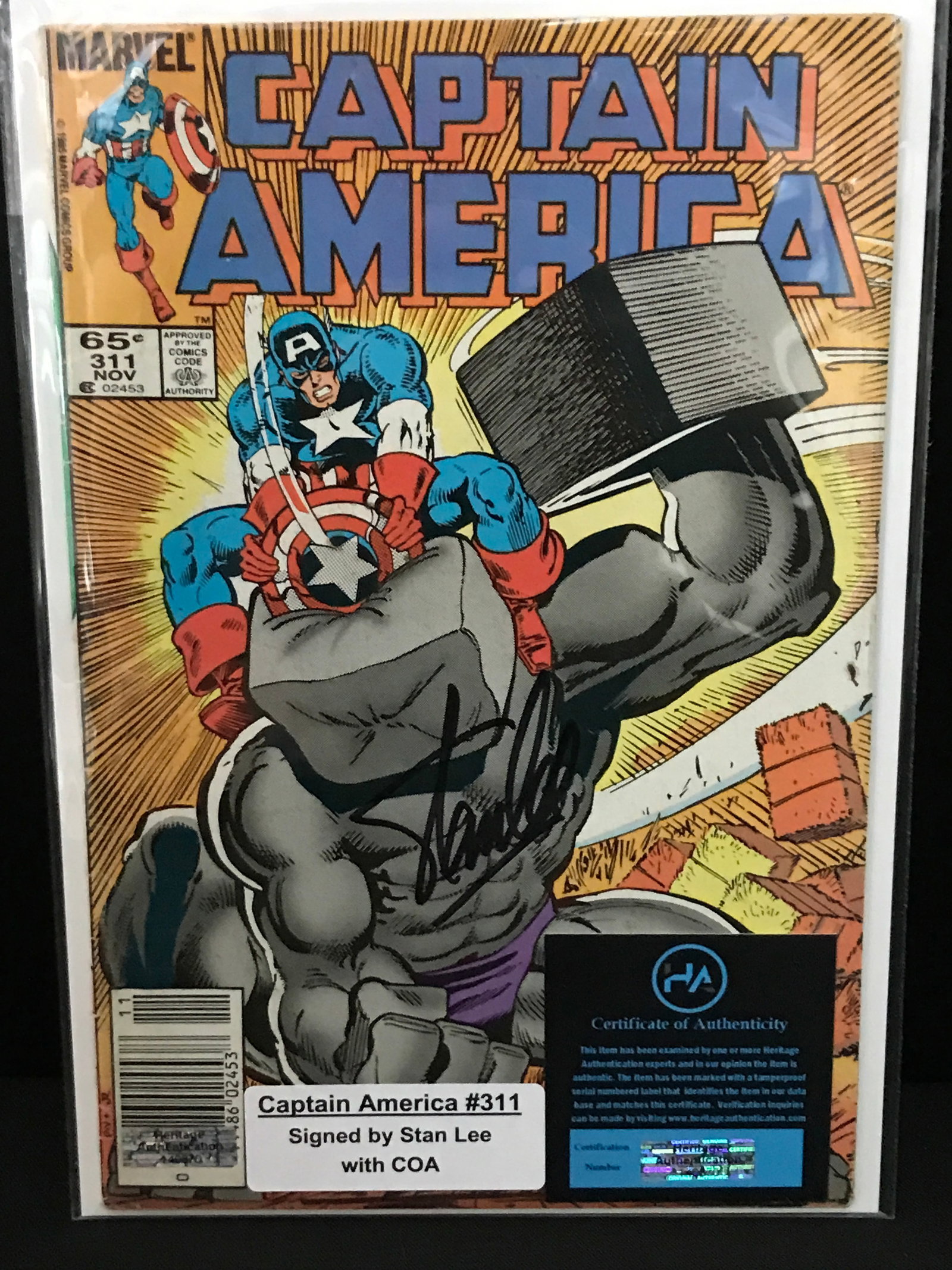 CAPTAIN AMERICA #311 SIGNED BY STAN LEE WITH COA - MARVEL COMICS: Prices are in Canadian Dollars