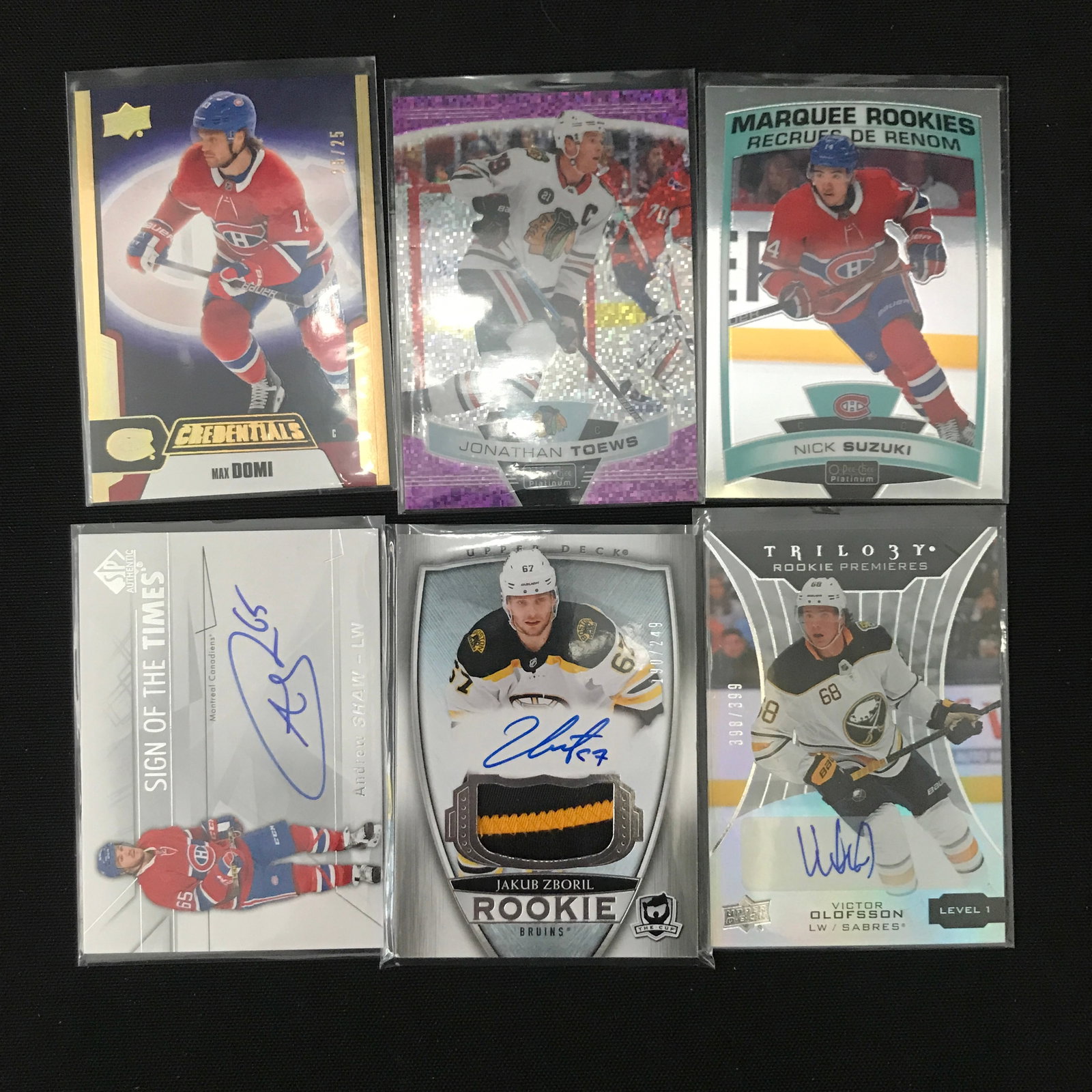LOT OF 6 HOCKEY PATCH TRADING CARDS INCLUDING SIGNED AND ROOKIES (1 of 1)