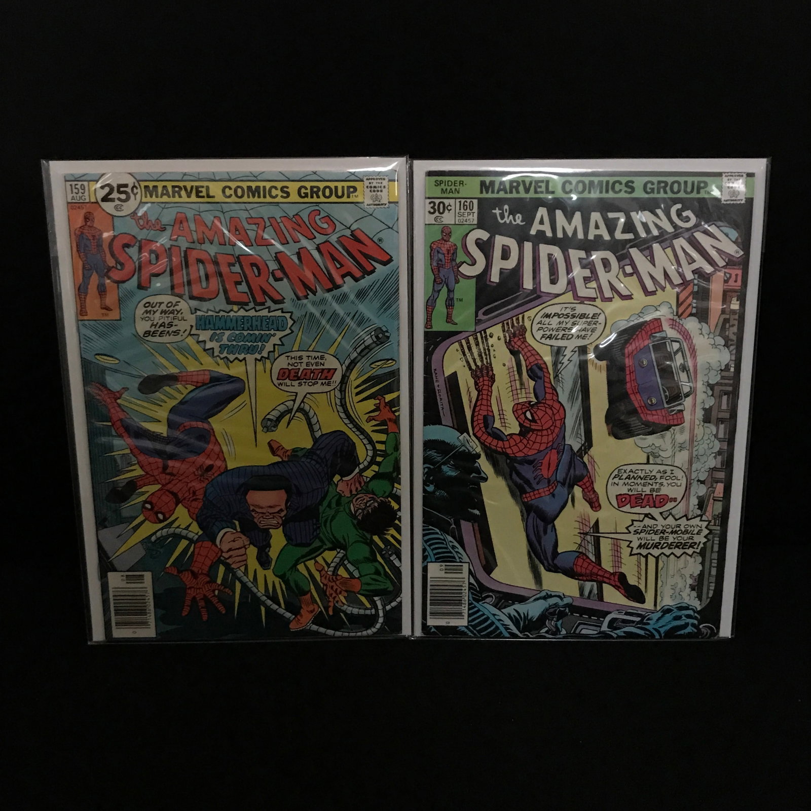 LOT OF 2 THE AMAZING SPIDERMAN COMICS 159,160: Prices are in Canadian dollars