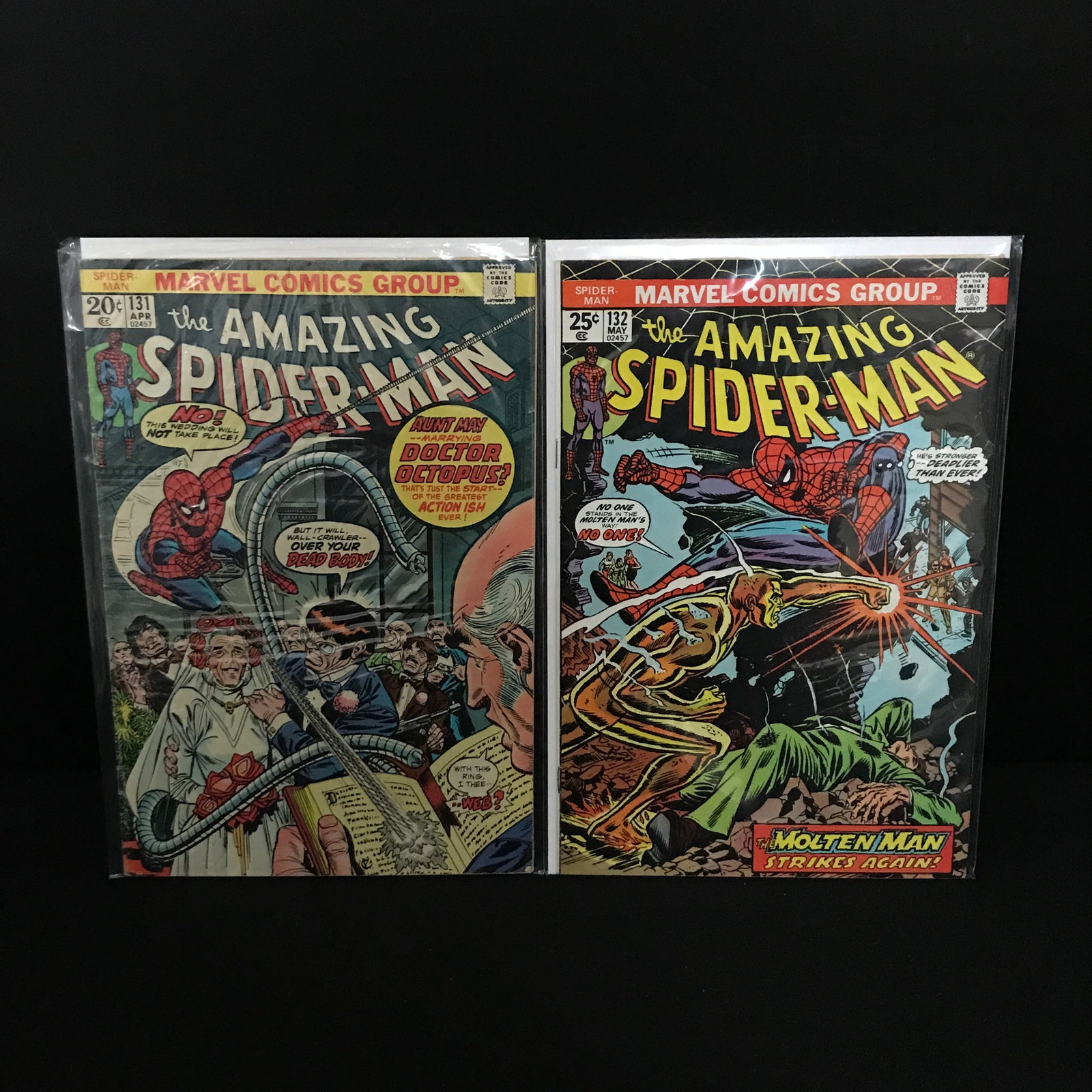 LOT OF 2 THE AMAZING SPIDERMAN COMICS 131,132: Prices are in Canadian dollars