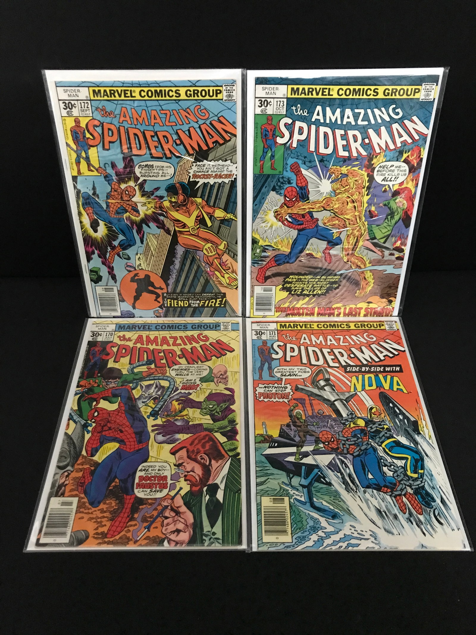 LOT OF 4 THE AMAZING SPIDERMAN COMICS #170 - #173 - MARVEL COMICS: Prices are in Canadian dollars