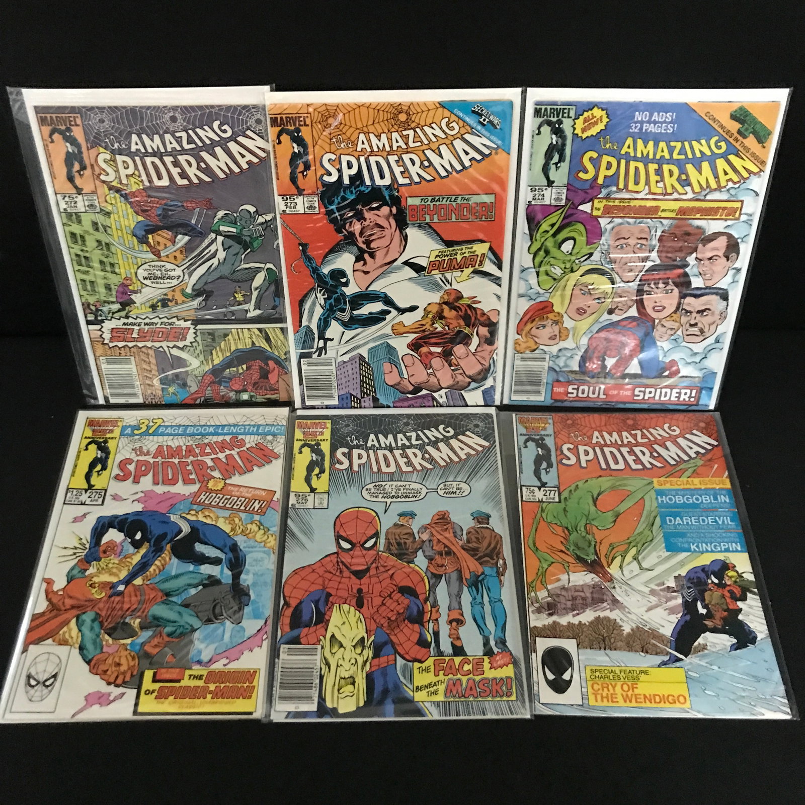 LOT OF 6 THE AMAZING SPIDERMAN COMICS #272 - #277 - MARVEL COMICS: Prices are in Canadian dollars