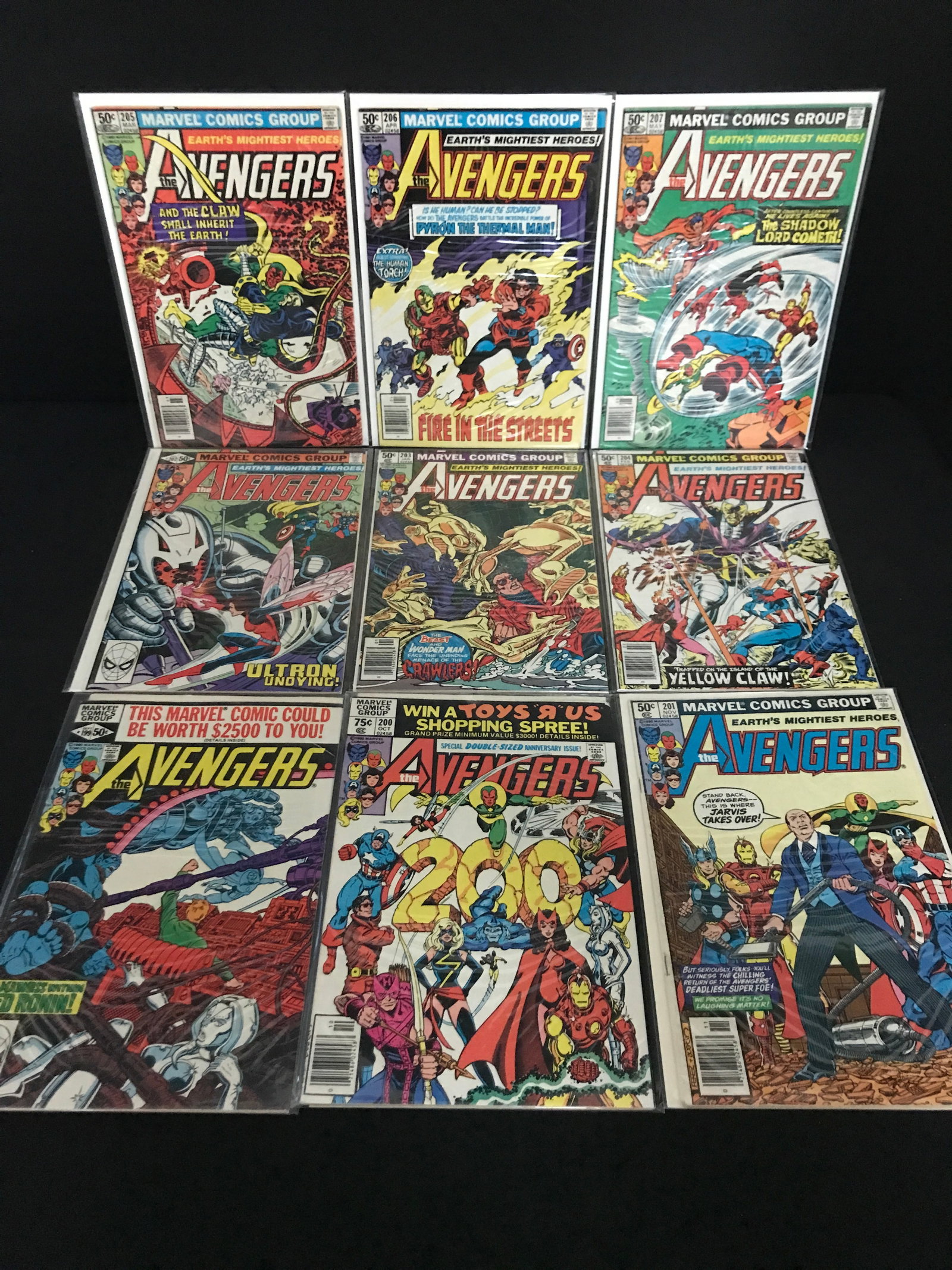 LOT OF 9 AVENGERS COMICS #199 - #207 - MARVEL COMICS: Prices are in Canadian dollars