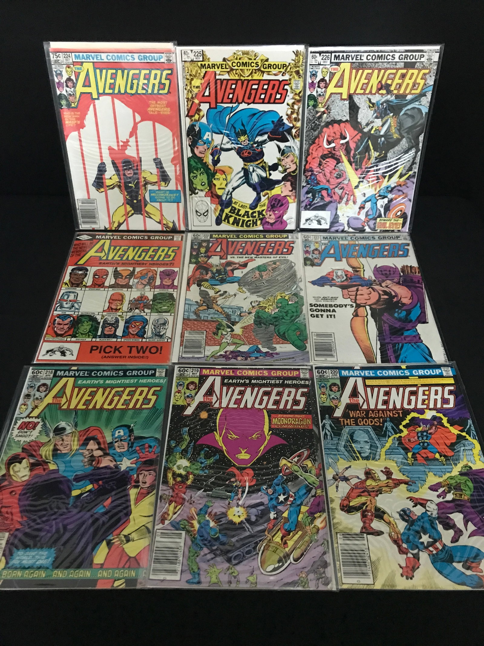 LOT OF 9 AVENGERS COMICS #218 - #226 - MARVEL COMICS: Prices are in Canadian dollars