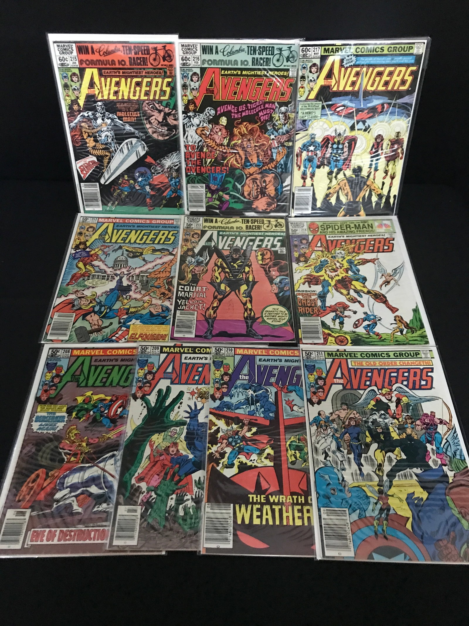 LOT OF 10 AVENGERS COMICS #208 - #217 - MARVEL COMICS: Prices are in Canadian dollars