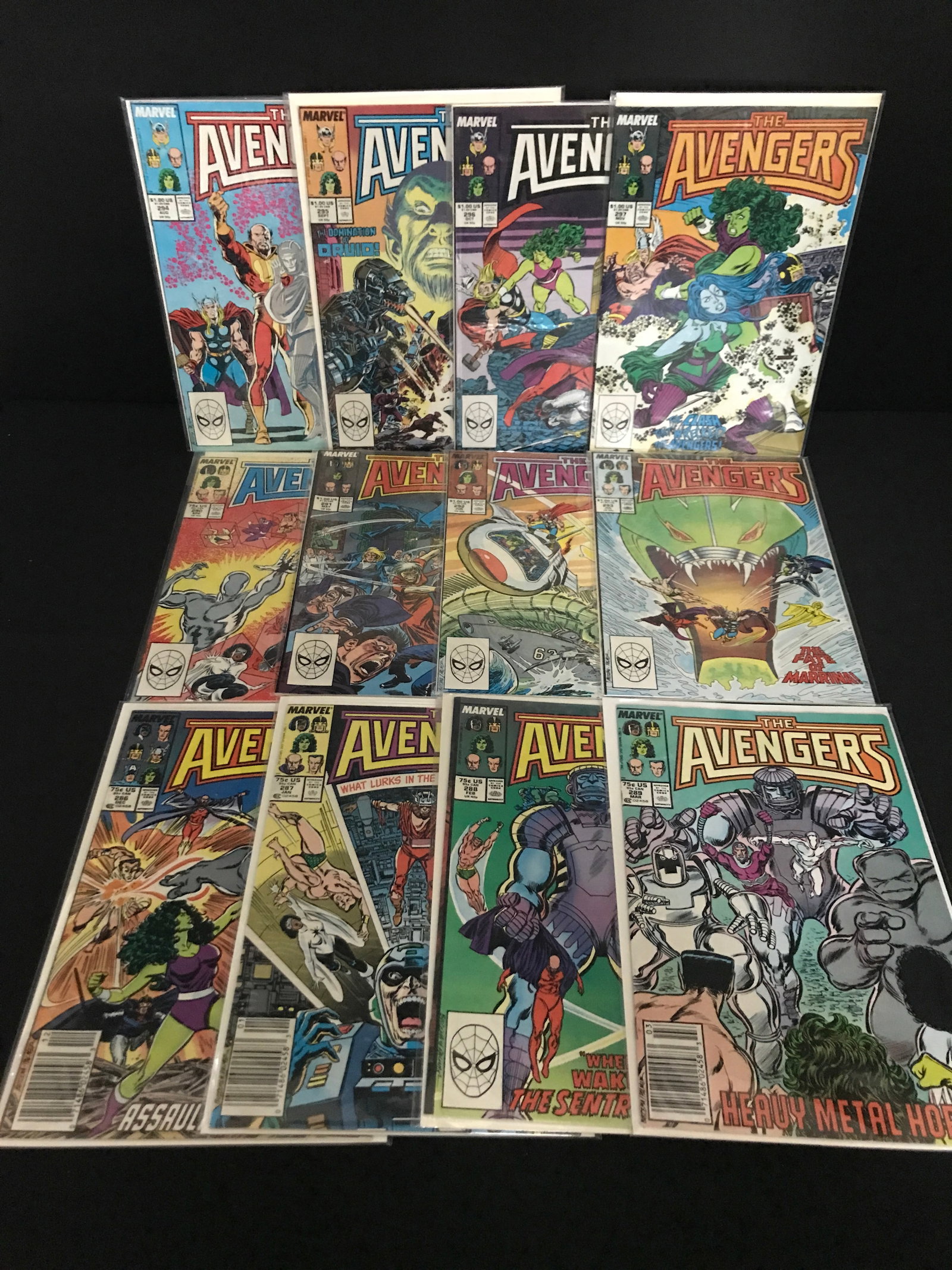 LOT OF 12 AVENGERS COMICS #286 - #297 - MARVEL COMICS: Prices are in Canadian dollars