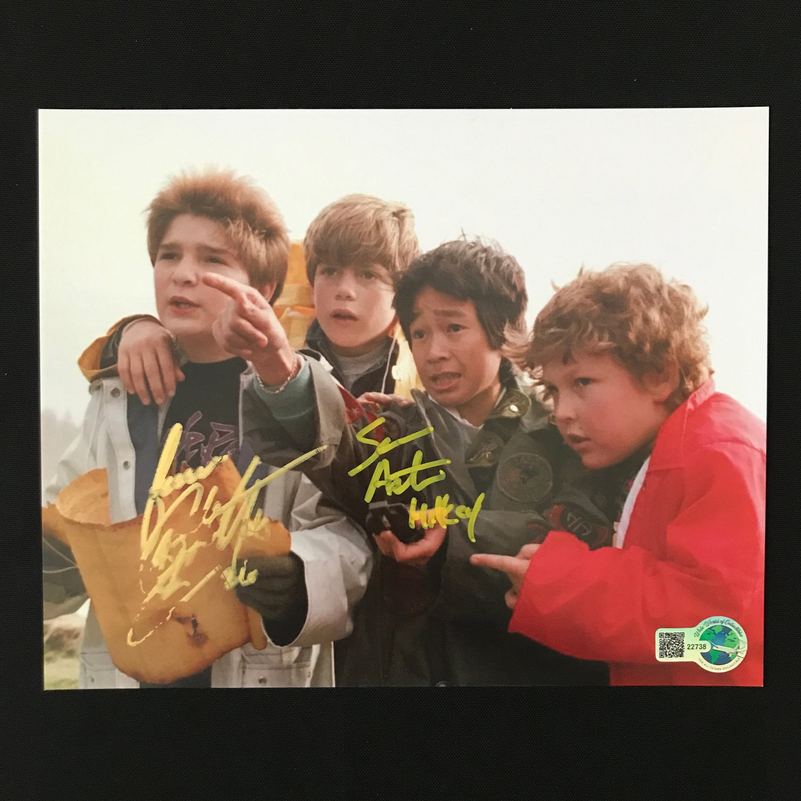 SEAN ASTIN AND COREY FELDMAN DUAL SIGNED GOONIES 8X10 - WWOC COA: Prices are in Canadian dollars