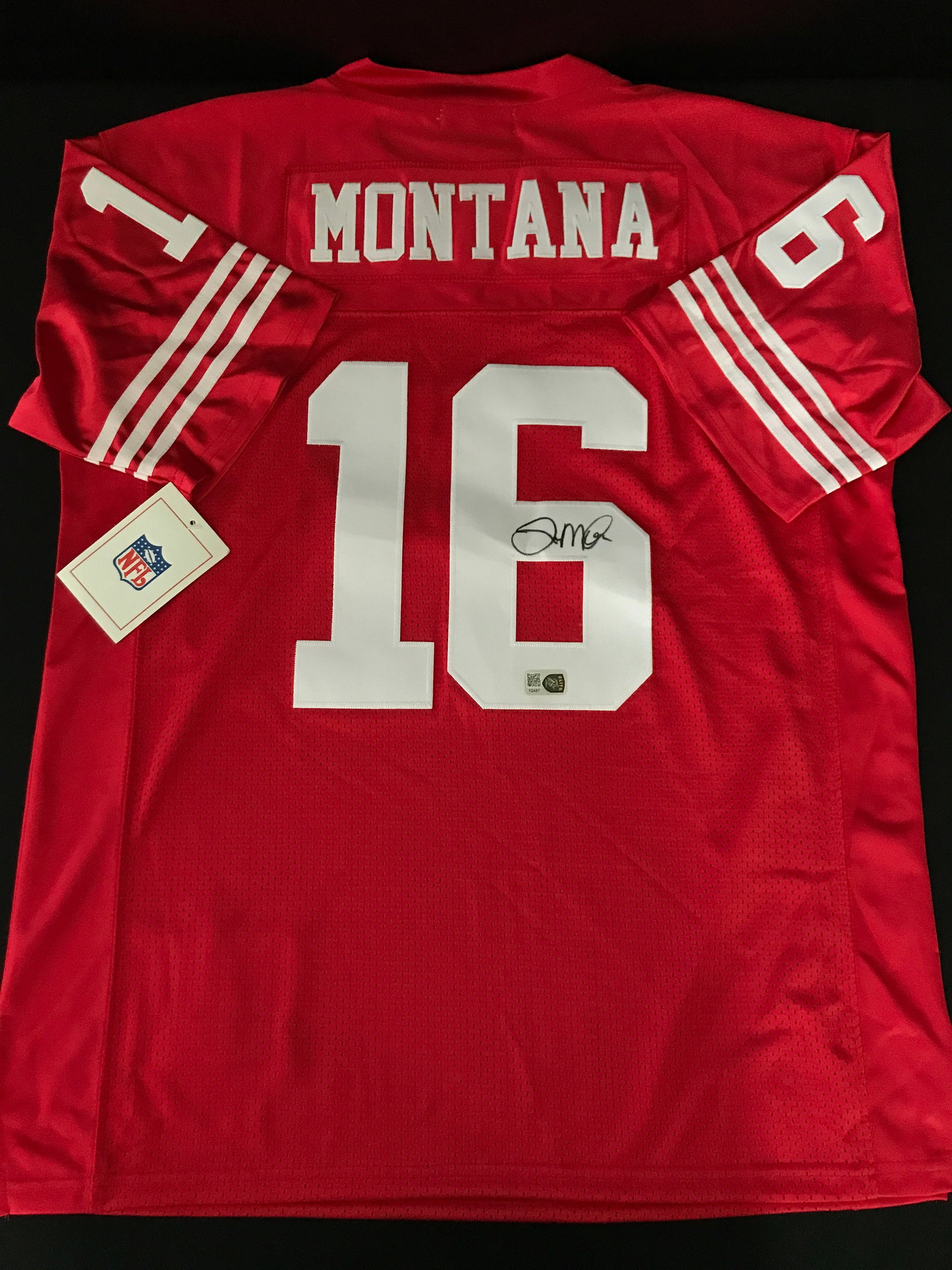 JOE MONTANA SIGNED CUSTOM FOOTBALL JERSEY - ELITE COA: Prices are in Canadian dollars
