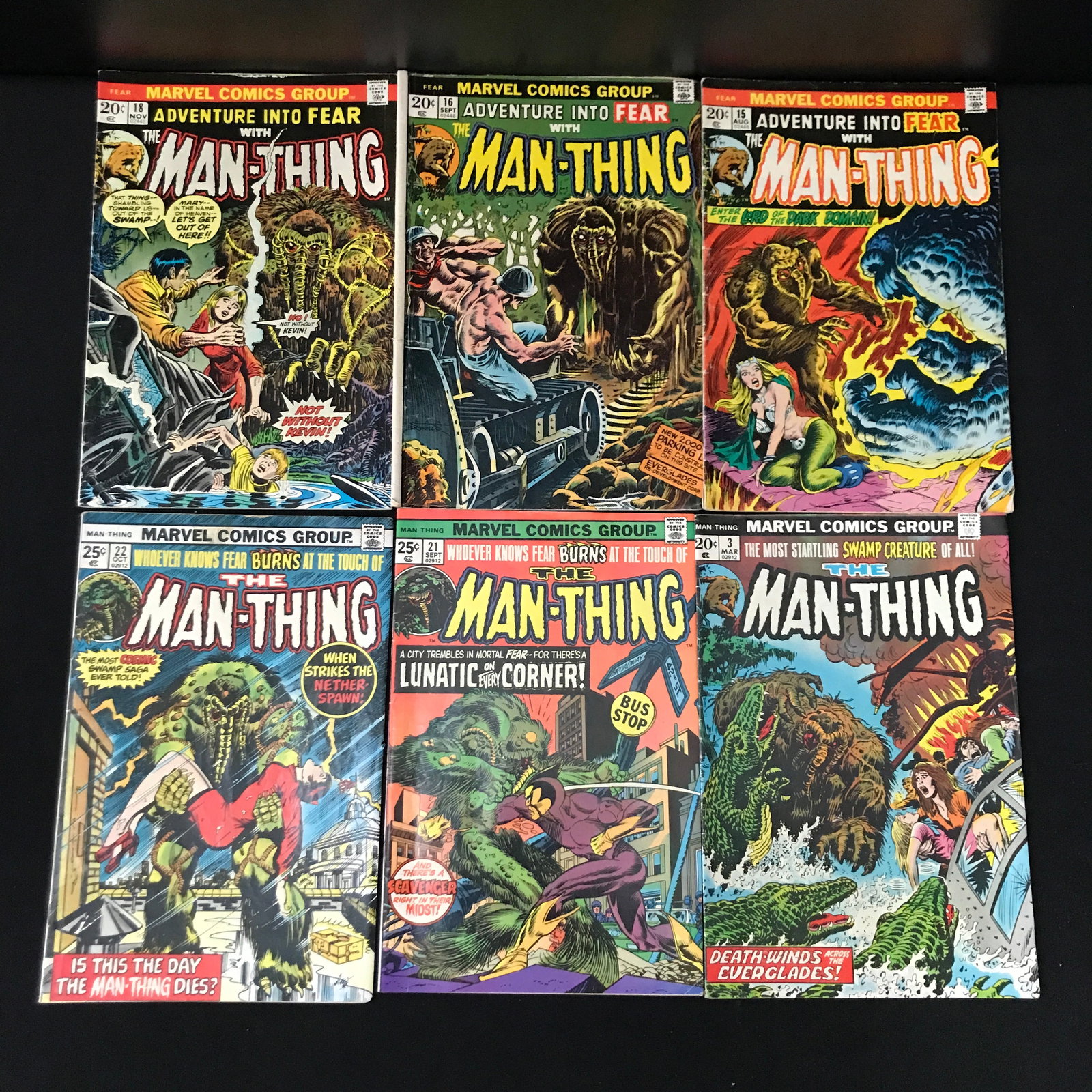 LOT OF 6 MAN-THING COMICS - MARVEL COMICS: Prices are in Canadian dollars