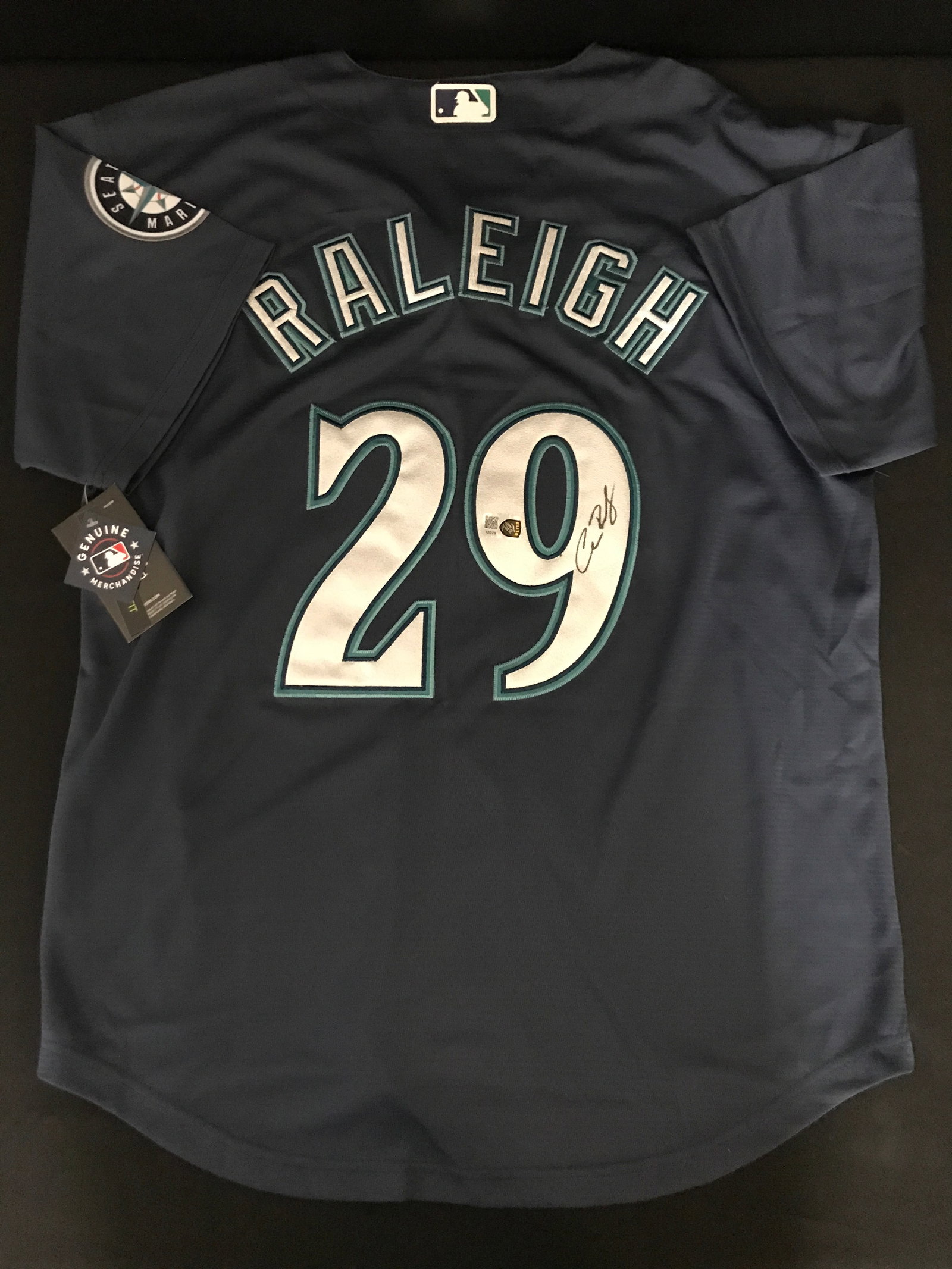 CAL RALEIGH SIGNED SEATTLE CUSTOM BASEBALL JERSEY - ELITE COA: Prices are in Canadian dollars