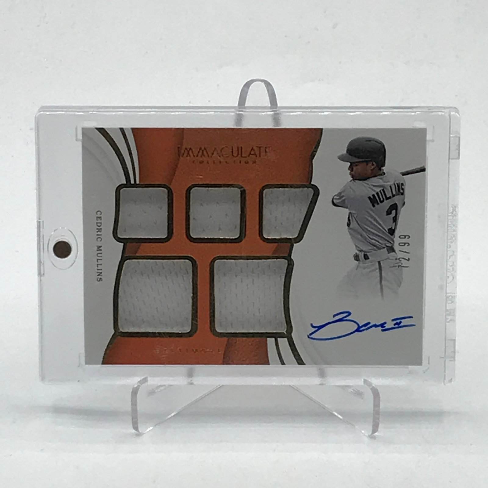 2019 PANINI IMMACULATE COLLECTION BASEBALL CEDRIC MULLINS SIGNED MULTI-PATCH TRADING CARD 72/99: Prices are in Canadian dollars