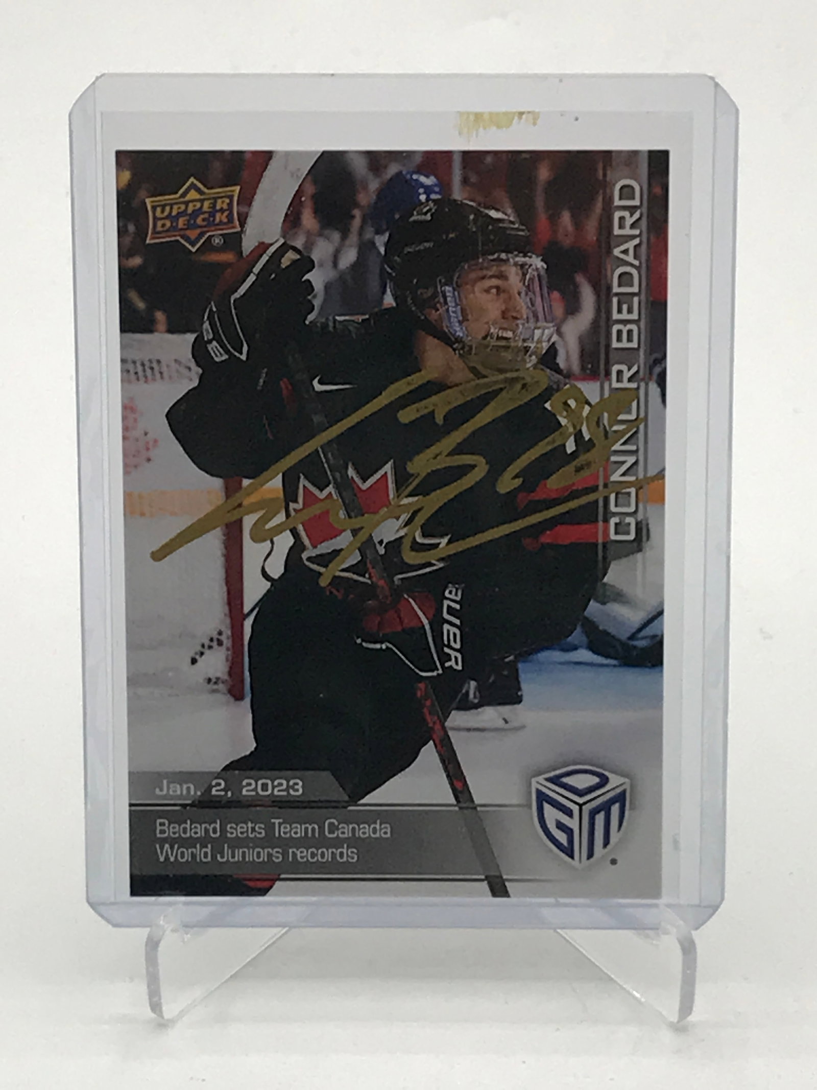 CONNOR BEDARD SIGNED WORLD JUNIOR TRADING CARD: Prices are in Canadian dollars