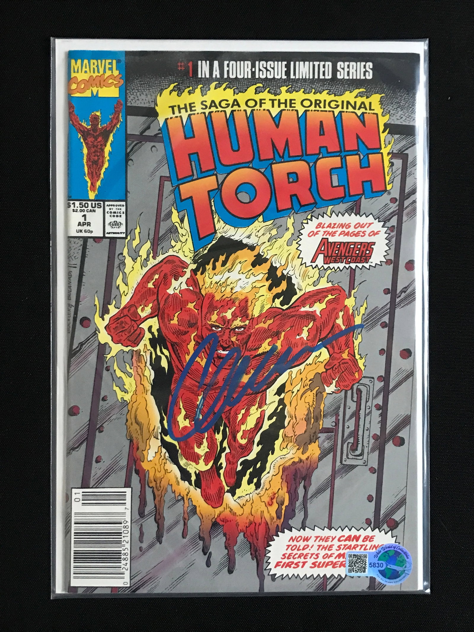 CHRIS EVANS SIGNED HUMAN TORCH COMIC - WWOC COA: Prices are in Canadian dollars