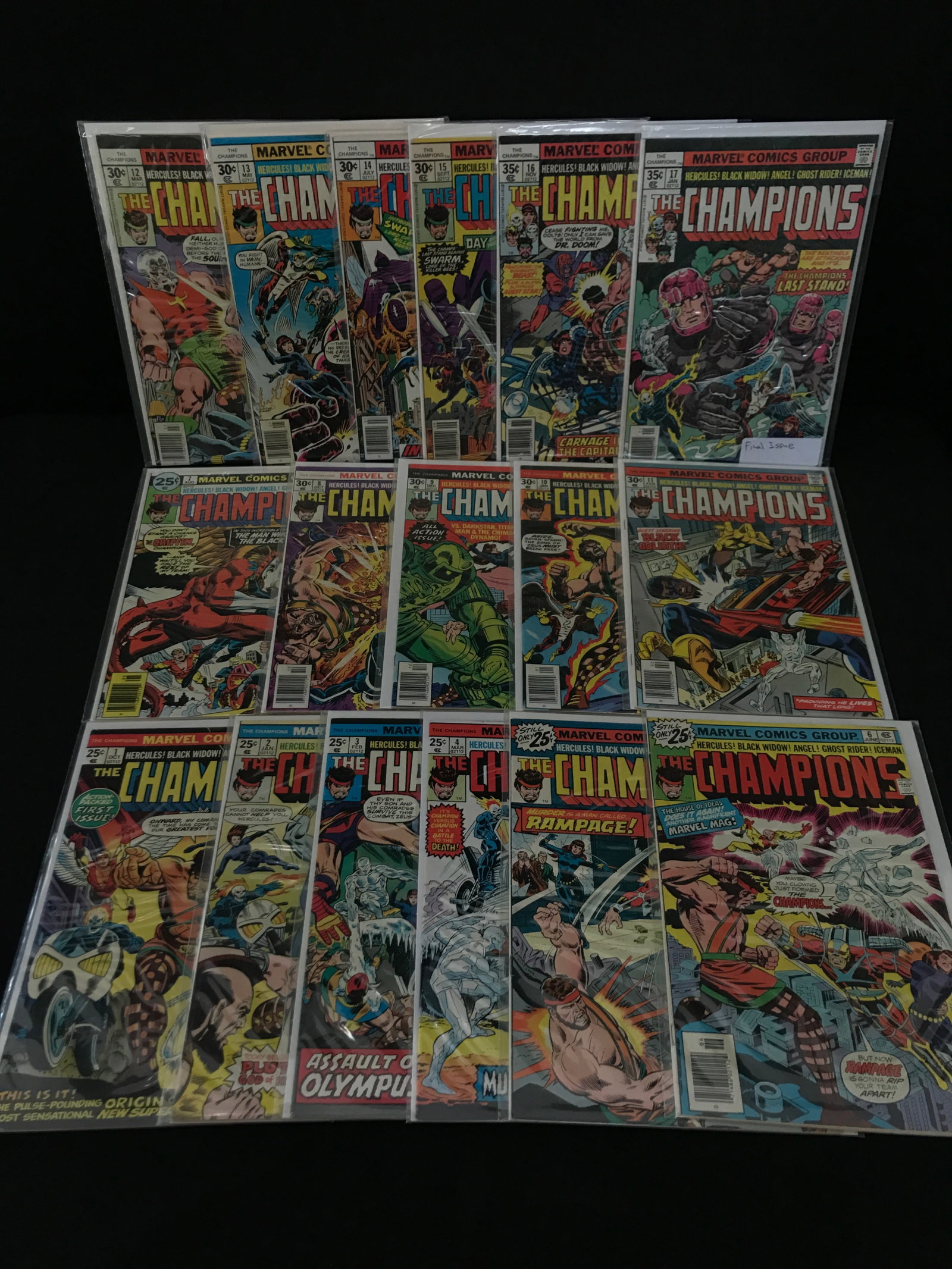 LOT OF 17 THE CHAMPIONS COMICS #1 - #17 - MARVEL COMICS: Prices are in Canadian dollars